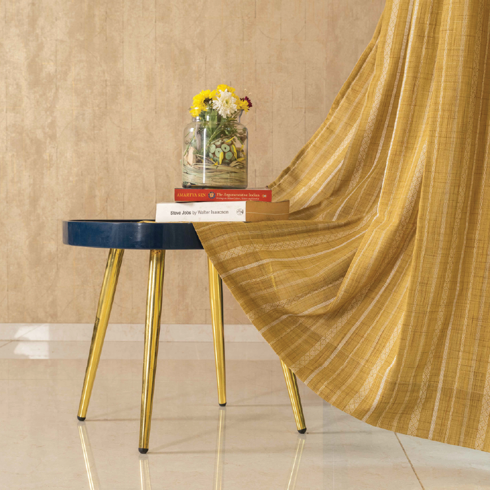 Urban Space -Home Furnishing Store Aari Collection Embriodered Sheer Curtains, 40-50% Light Filtering Curtains - Pack of 2 - Vertical Weaves Soft Brow