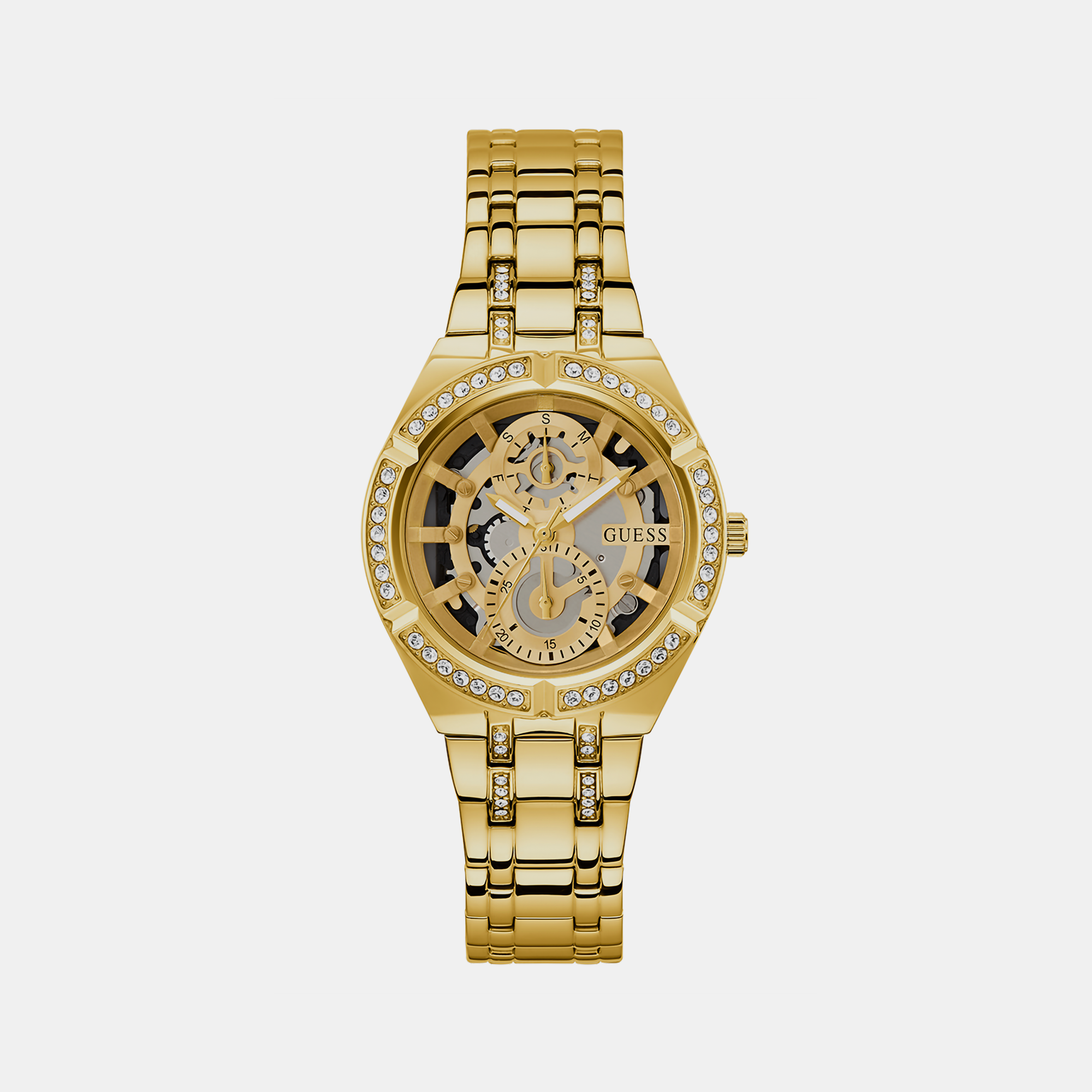 Guess Allara Women Quartz Gold Dial Chronograph Stainless Steel Watch GW0604L2