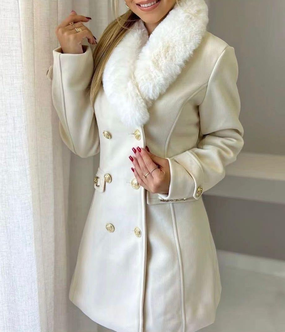 Alamode By Akanksha Louis Fur Detailed Double Breasted Overcoat - view 2