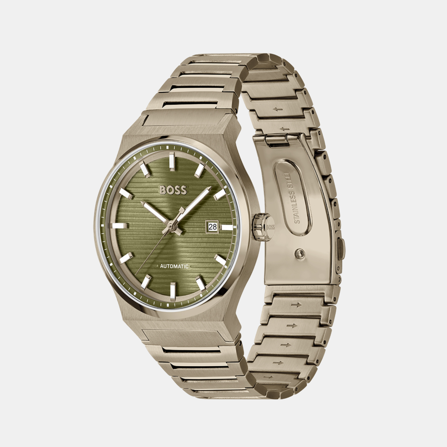 Boss Candor Men Automatic Olive Green Dial Analog Stainless Steel Watch 1514184 - view 2