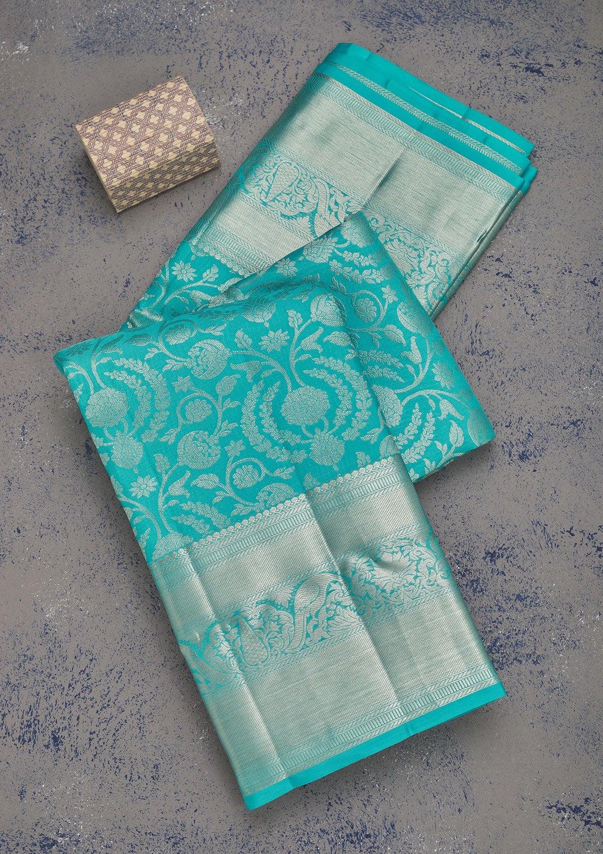Koskii Sky Blue Zariwork Pure Silk Saree – Women's