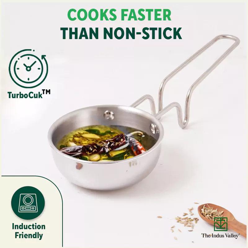 The Indus Valley TurboCuk Triply Stainless Steel Tadka Pan for Spice Seasoning/Heating, Premium Quality, 3 Layer Thick Body, 100% Toxin-free, Non-stic - view 7