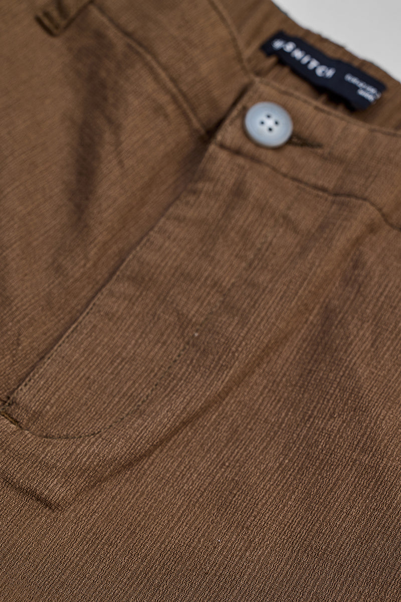 SNITCH Brown Textured Relaxed Fit Trousers - view 2