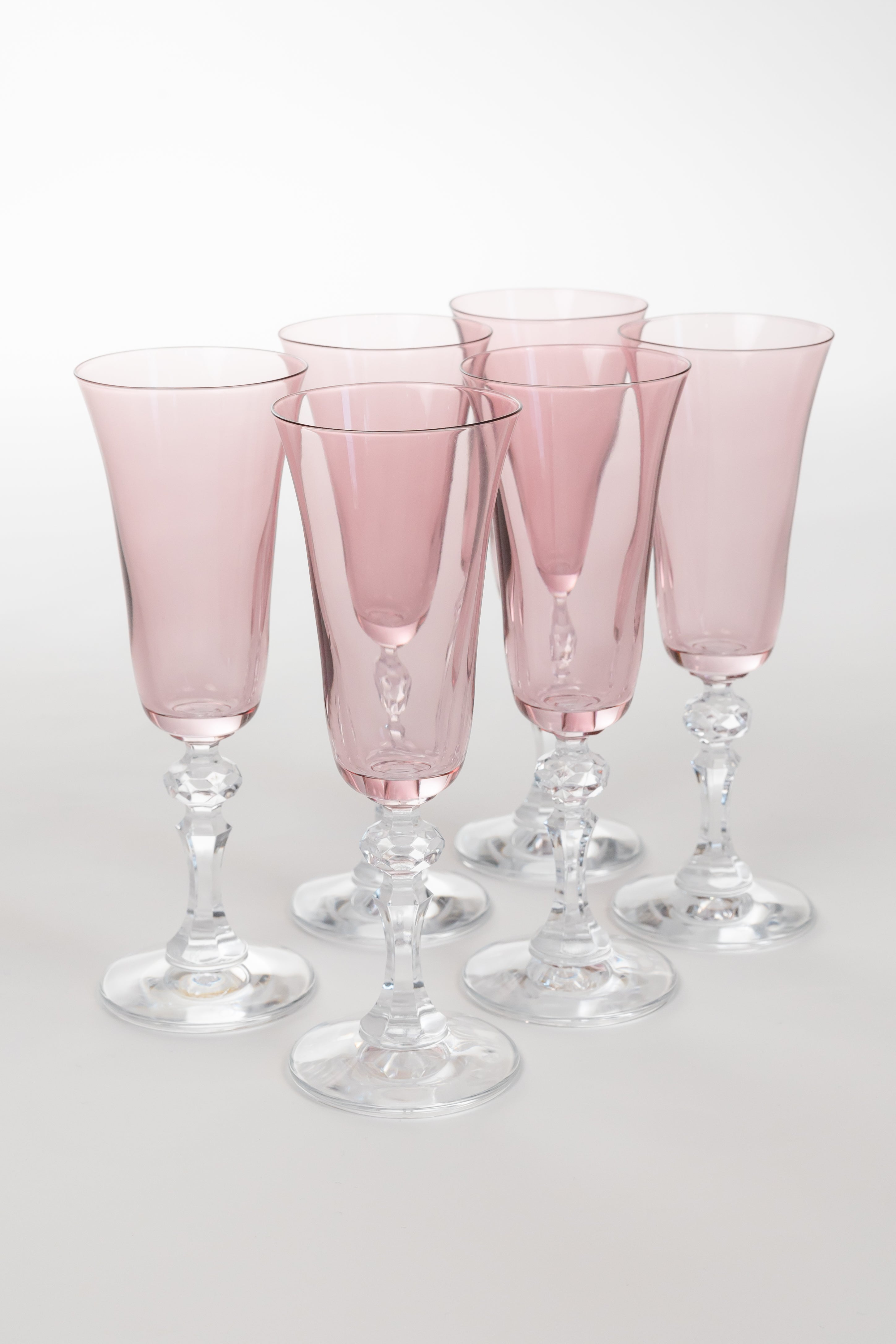 Estelle Colored Glass Estelle Colored Regal Flute With Clear Stem - Set of 6 {Rose} - view 2