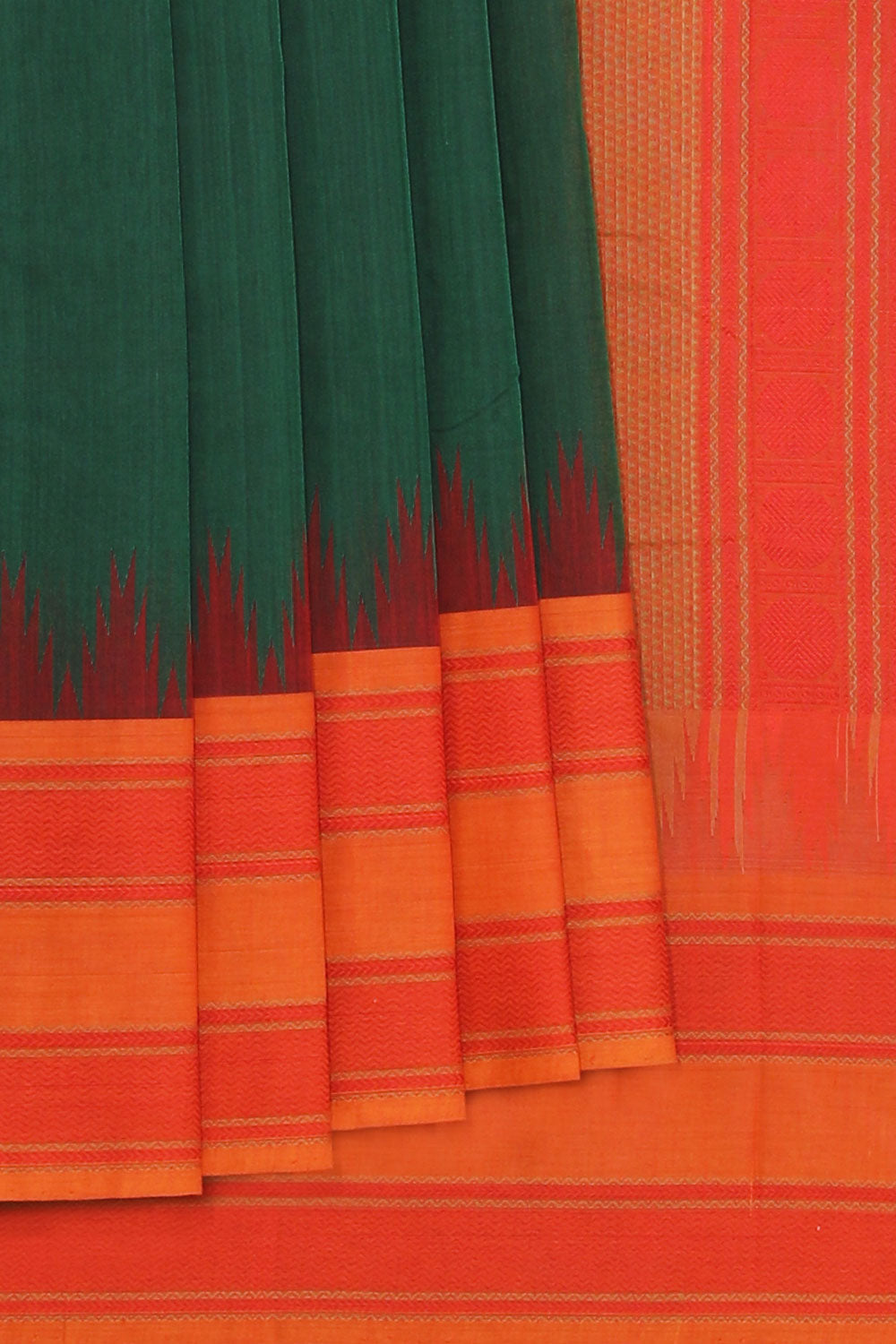 Kalanjali Kanchi Cotton Leaf Green Saree – Women's