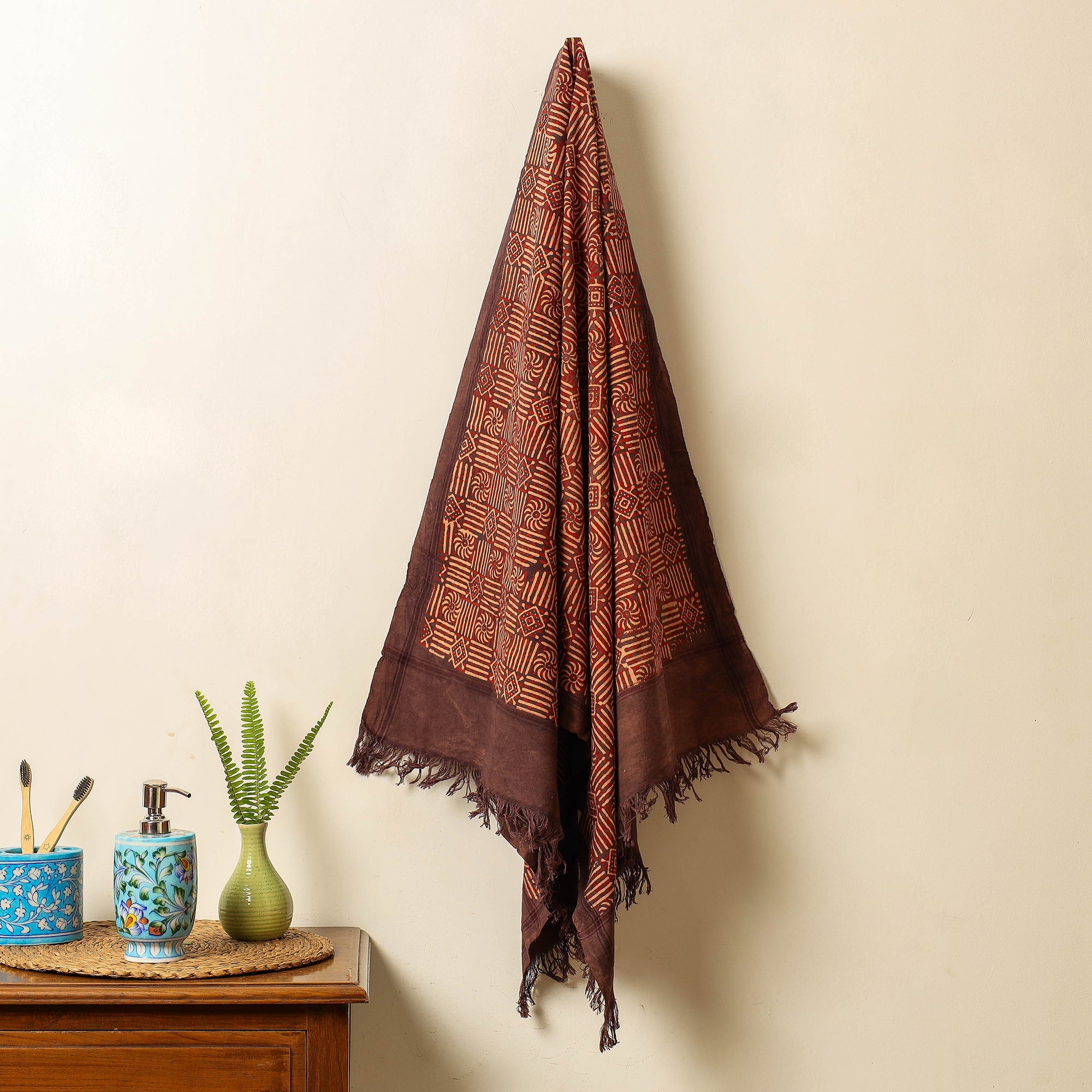 KACHCHH JI CHHAAP Brown - Block Print Cotton Ajrakh Handloom Towel