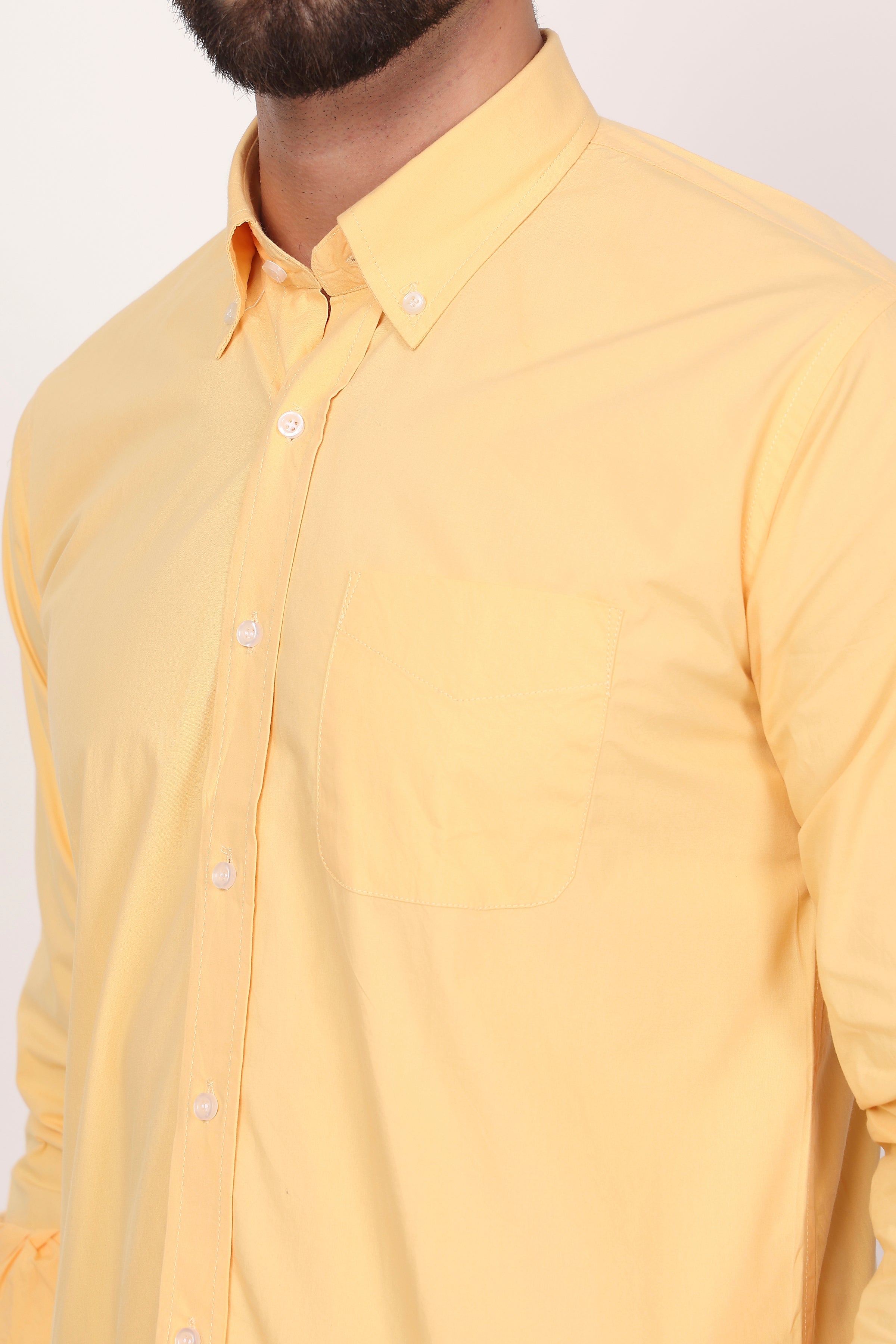 BlackTree New Yellow Down Button Casual Shirt I 100% Cotton Twill - view 5