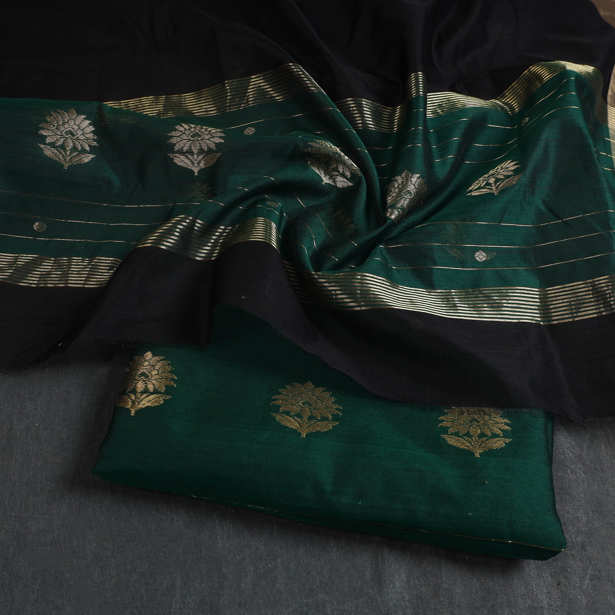 CHANDERI BY RAUPH KHAN 2pc Zari Buti Handloom Chanderi Silk Dress Material 10 - view 2