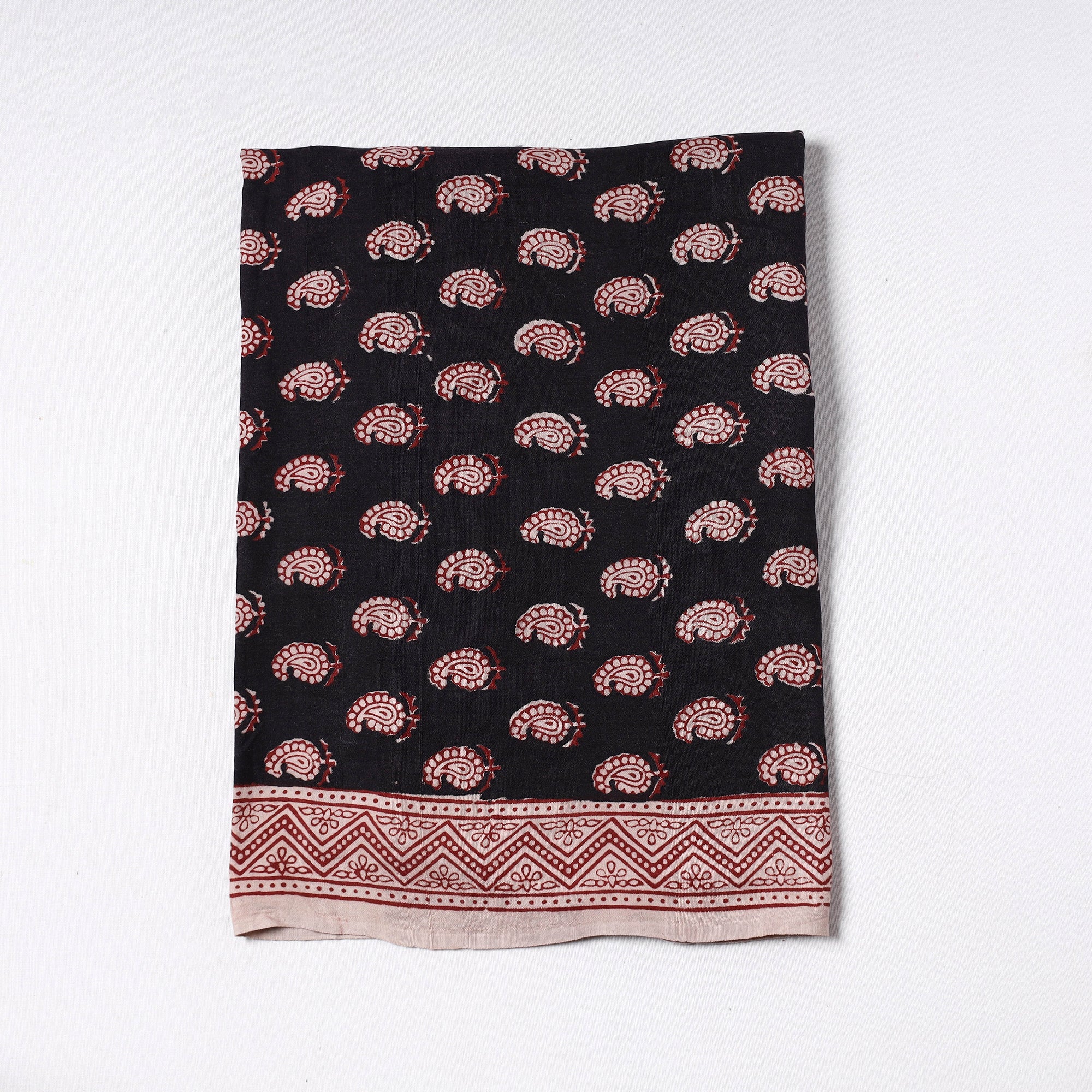 BAGH PRINTS BY MOHAMMED BILAL KHATRI Black - Bagh Block Printed Cotton Precut Fabric (1.2 meter) 64