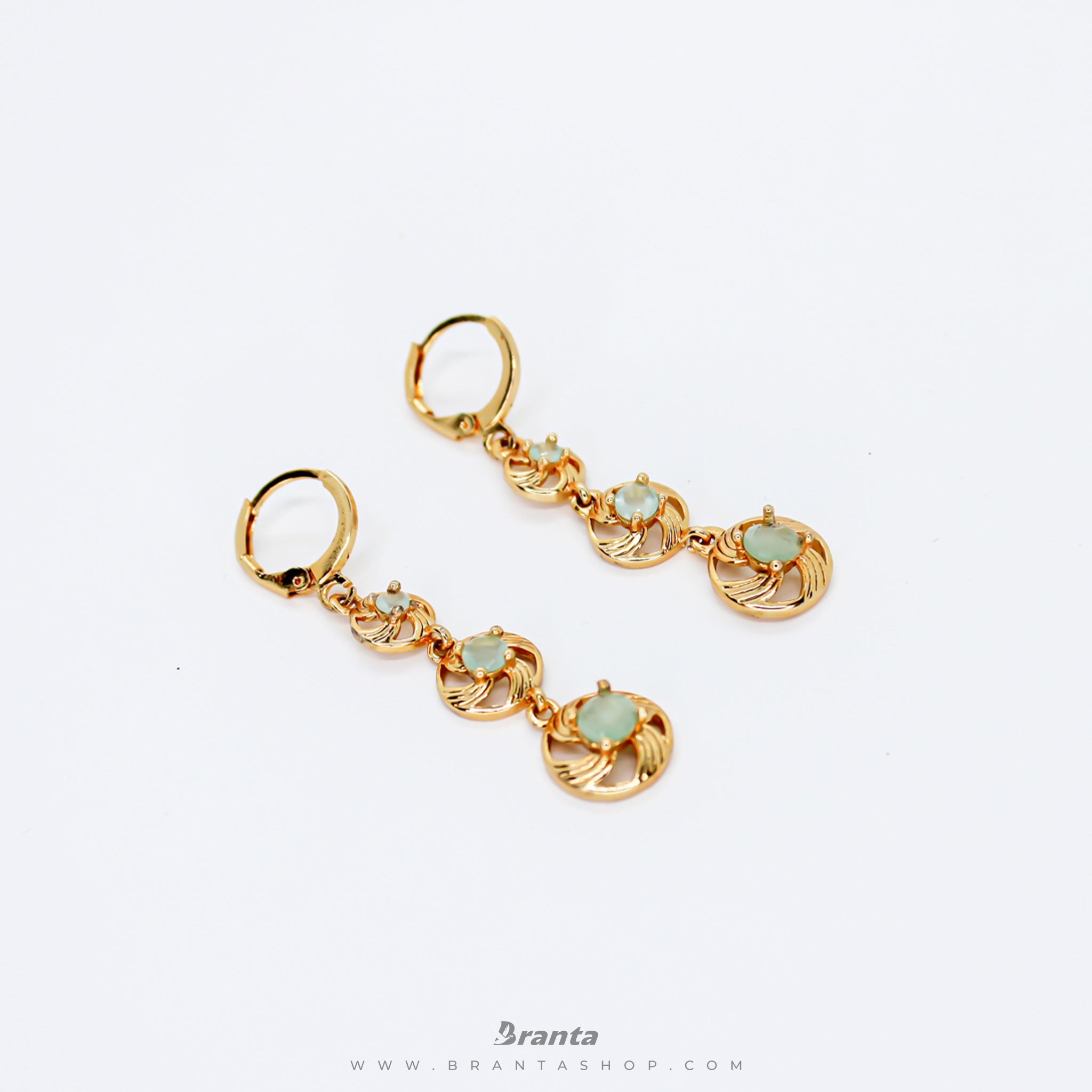 Branta Light Green Diamond Drop Earrings For Women