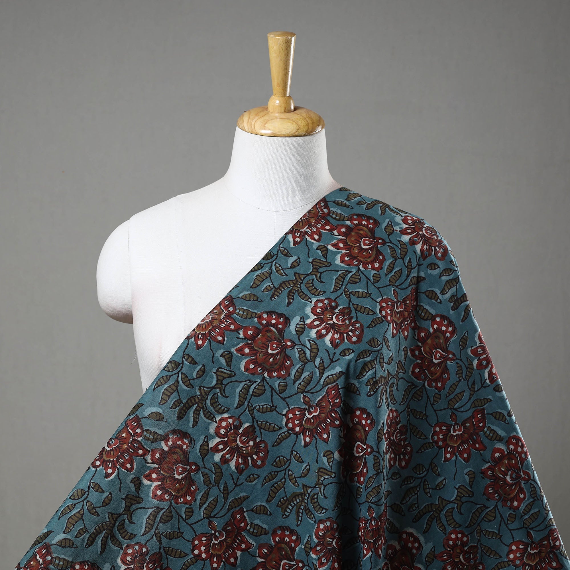HAVELI CHRONICLES Blue - Block Printed Cotton Jahota Fabric 22