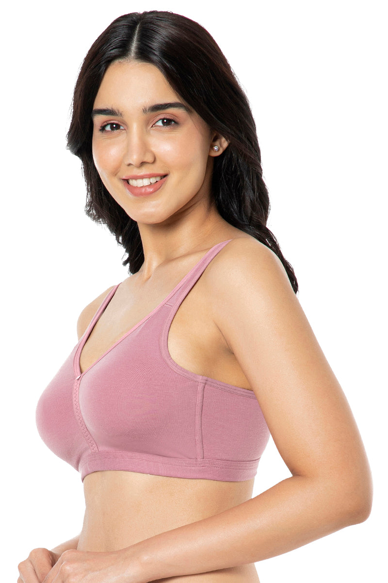 Amante Cotton Chic Support Solid Non Padded Non-Wired Bra - Mesa Rose - view 2