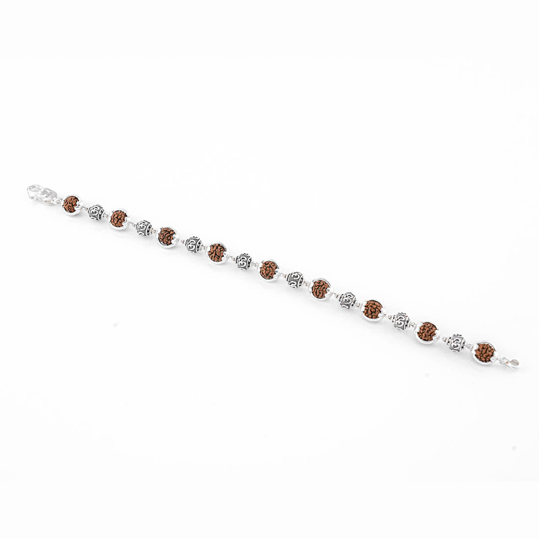 Prinjal Jewellers Silver Rakhi with Om Beads Capping and Rudraksha Bracelet - view 5