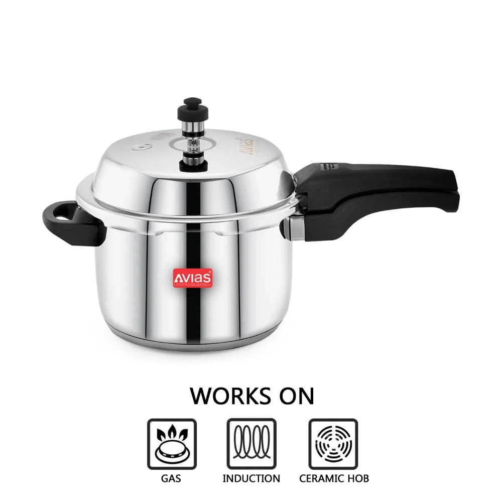 AVIAS Ceres Stainless Steel Premium Outer Lid Pressure Cooker | Gas & Induction Compatible | Silver - view 10