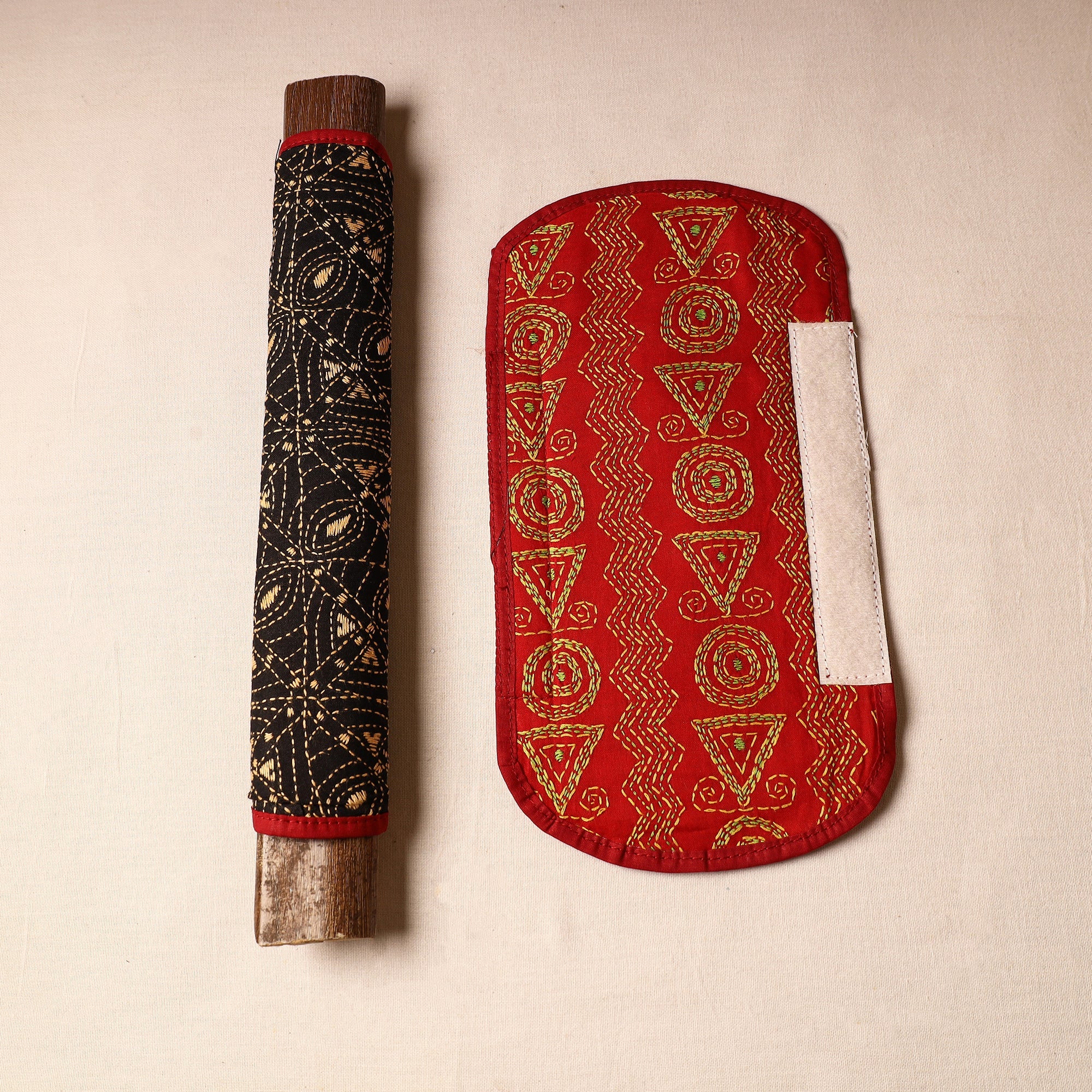 ASALKAAR Bengal Kantha Work Handmade Fridge Handle Cover (Set of 2) 08 - view 2