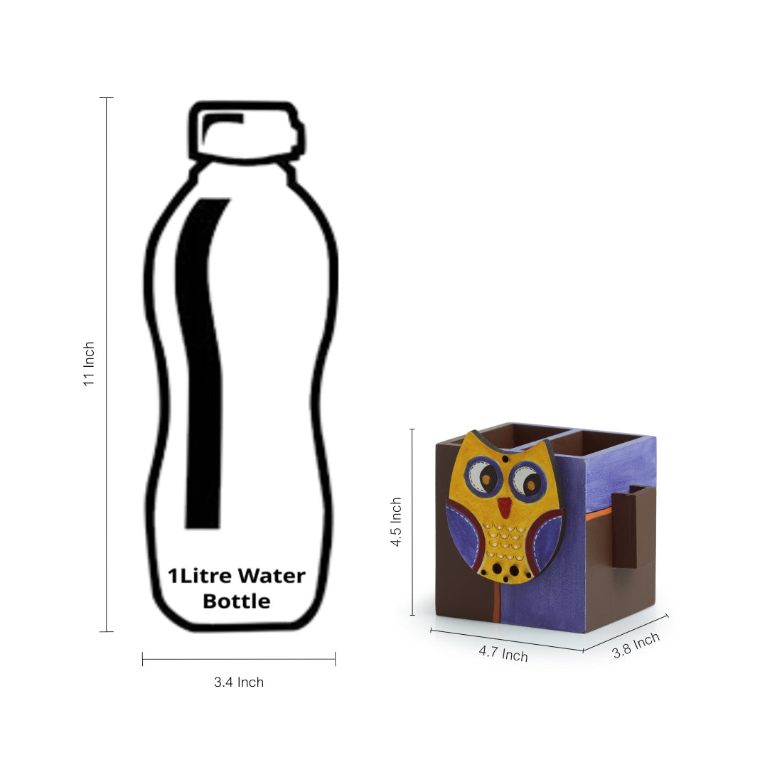 EXCLUSIVELANE 'Owl Motif' Cutlery & Toothpick Holder In Pine Wood (3 Partitions) - view 6