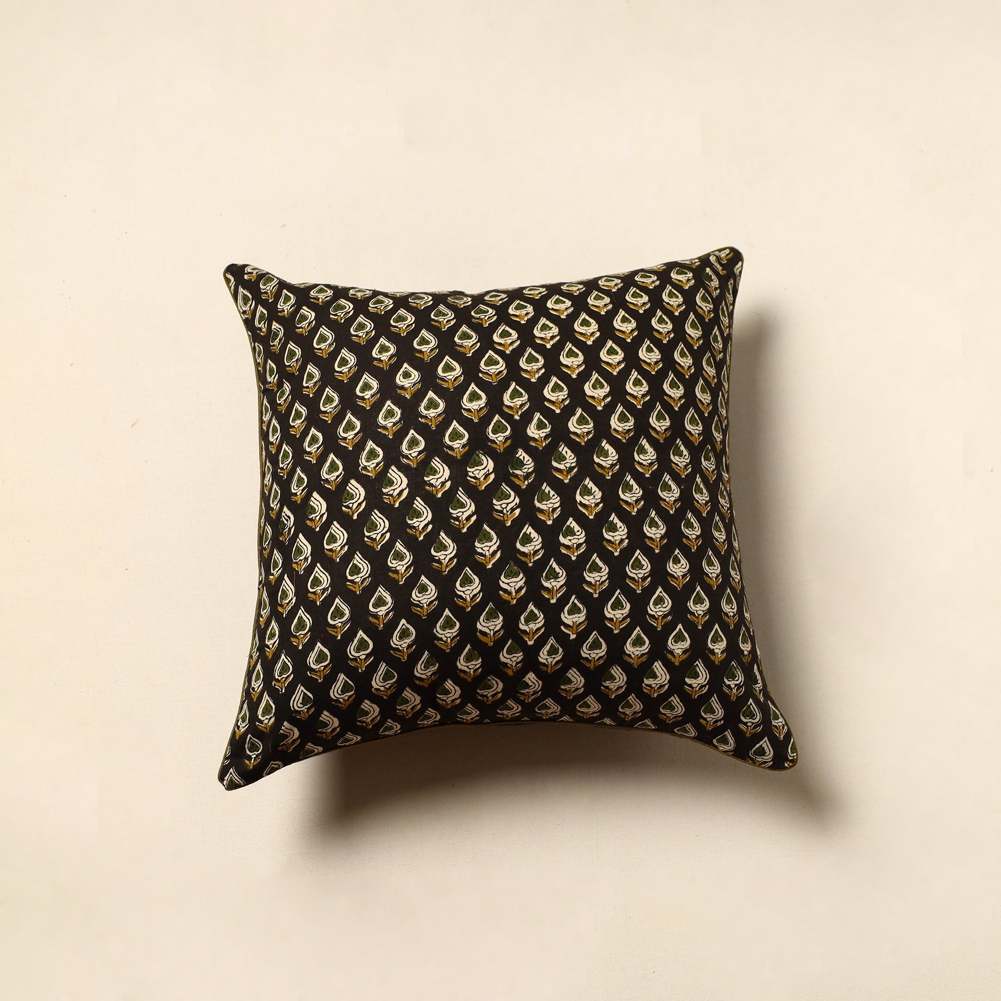 NOORI BAZAR Black - Cotton Block Printed Bagru Cushion Cover (16 x 16 in) 18