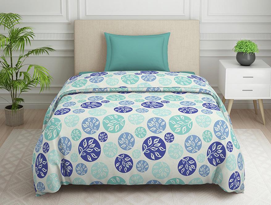 Spaces India Ornate Blue Polycotton Quilt Single Harmony - By Welspun