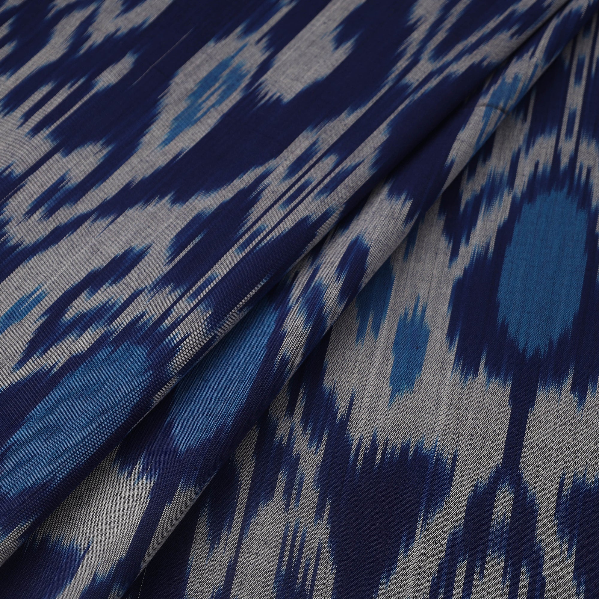 IKAT WEAVES BY EDEM CHANDANA Blue - Cotton Central Asian Pochampally Ikat Fabric 06 - view 2