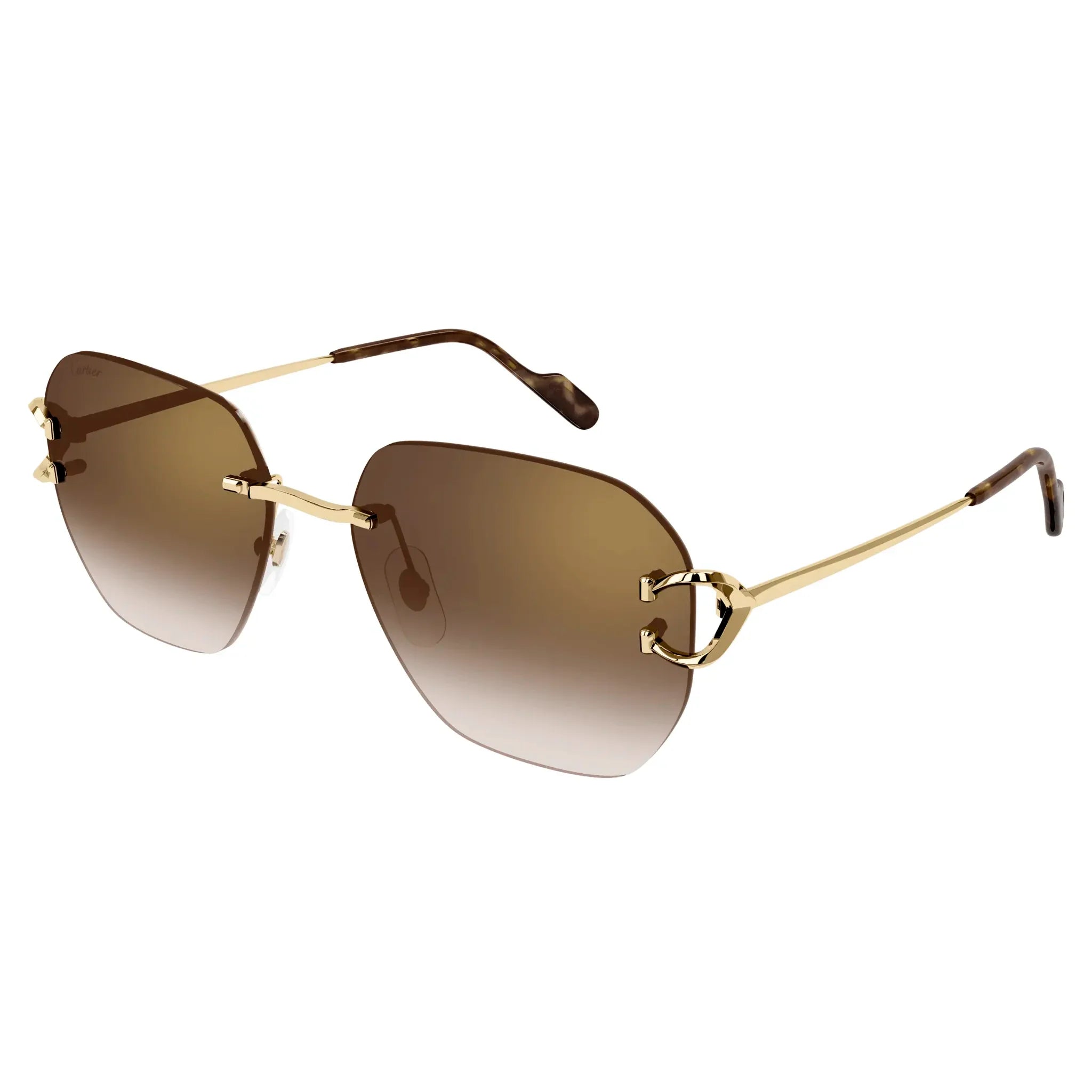 Cartier Eyewear CT0394S-002 C Decor Gold Brown Rimless Sunglasses - view 2