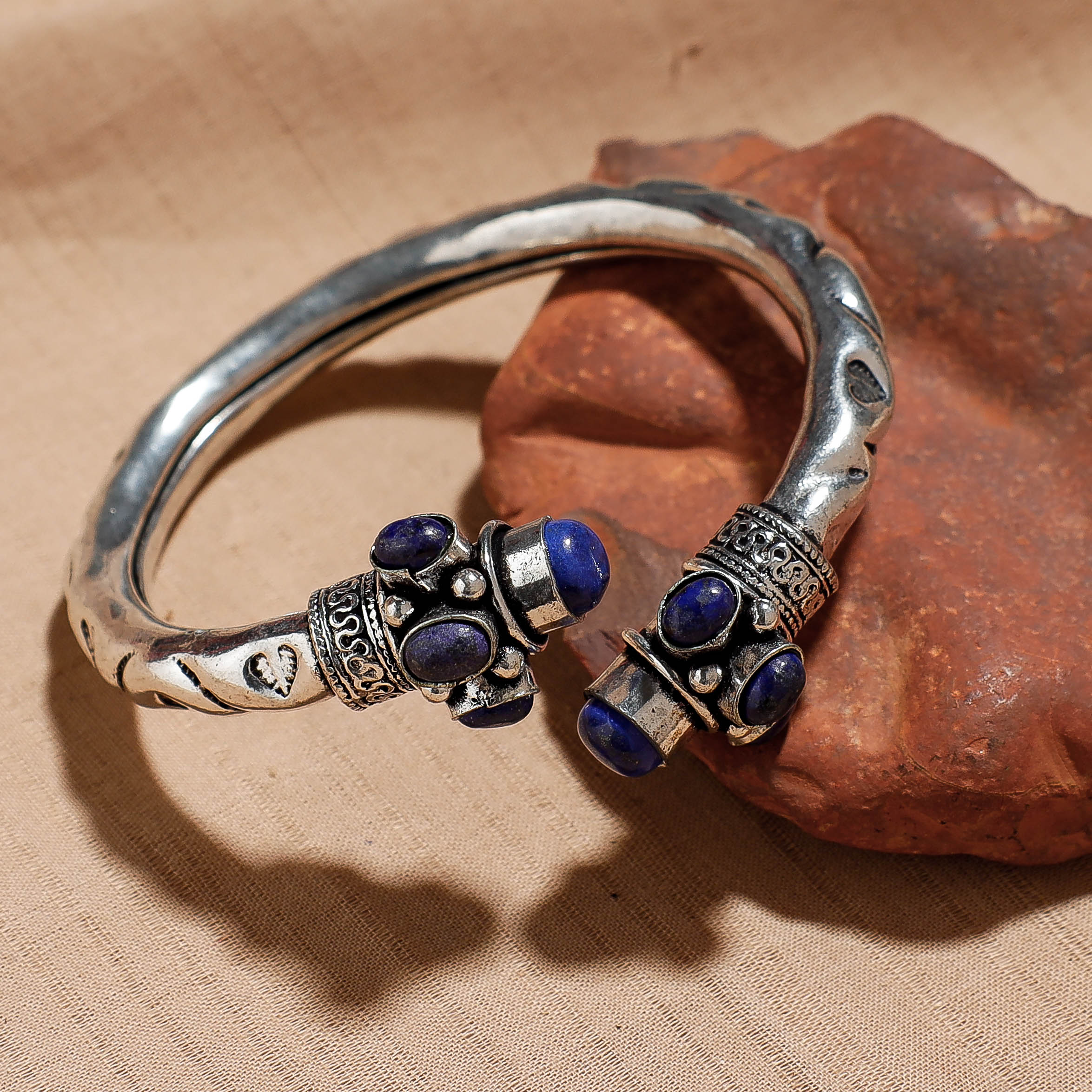WHITE RIVER STORIES Antique Finish Oxidised German Silver Kada / Bracelet - view 2