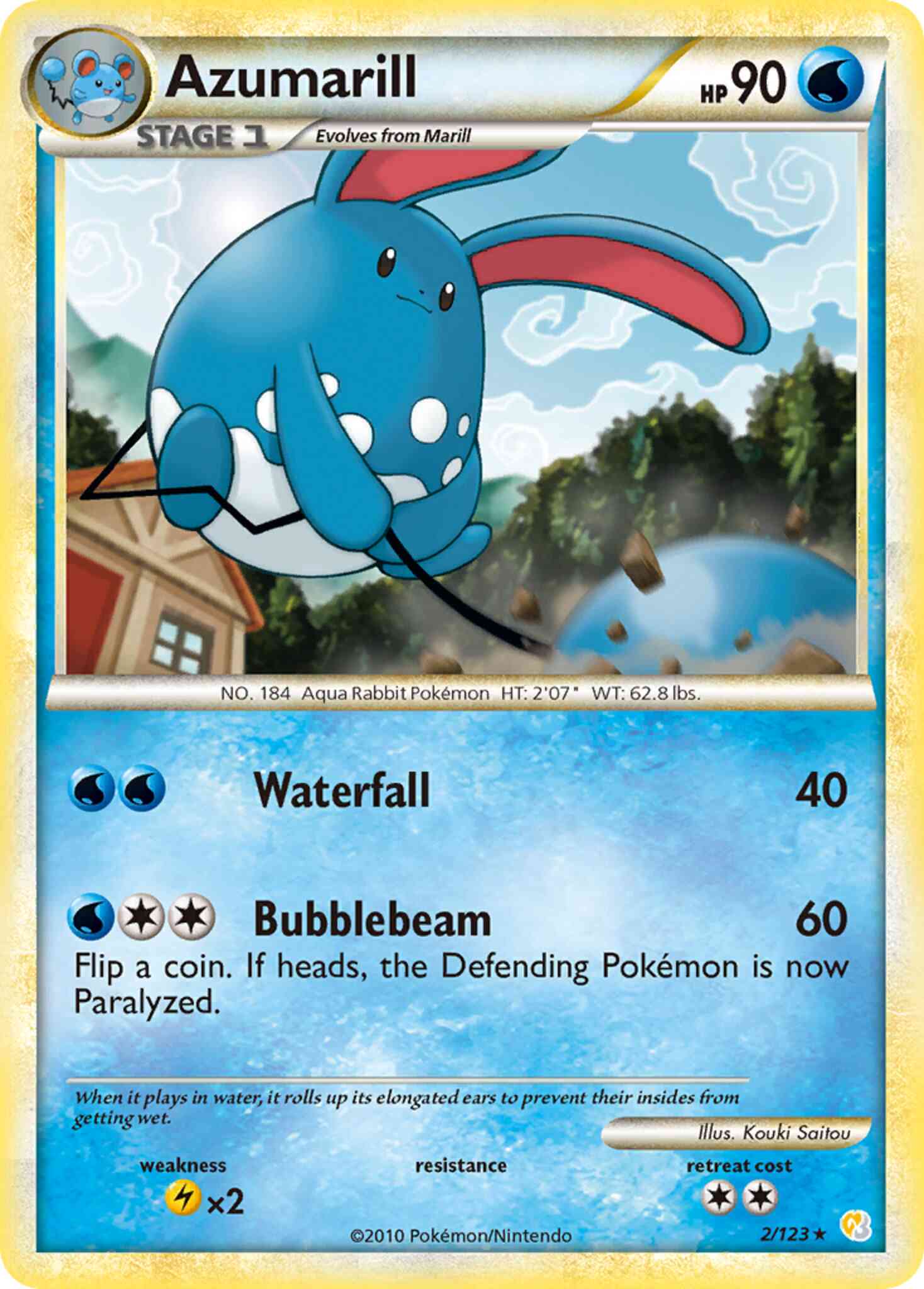 Rare holo hgss1-2 – Pokémon Azumarill - 2/123 - Rare Holo [hgss1-2] [Reverse Holo]