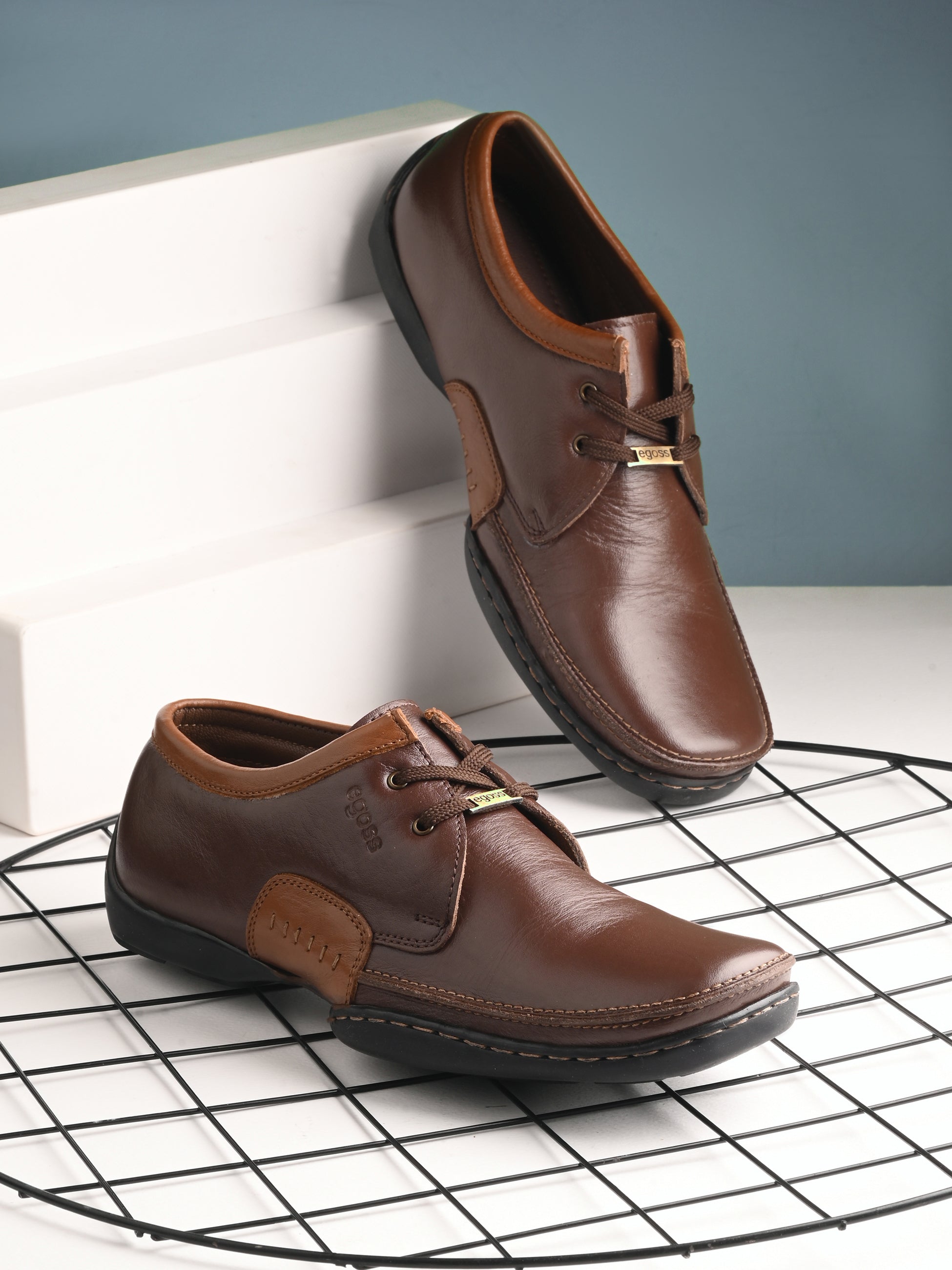 egoss-shoes Egoss Casual Derby Lace Up Leather Shoes For Men - view 2