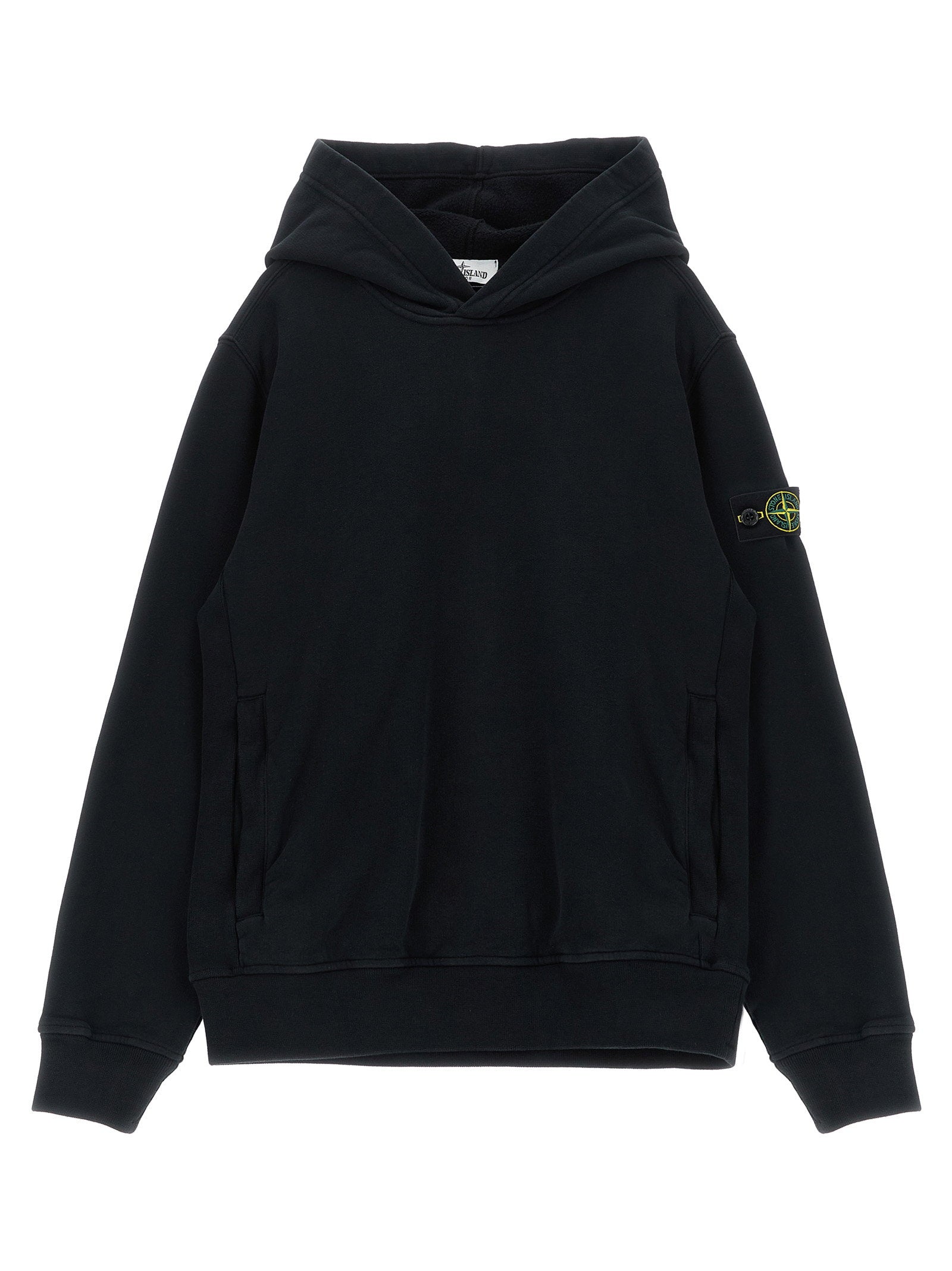 Stone Island Junior Badge Logo Hoodie – 100% cotton