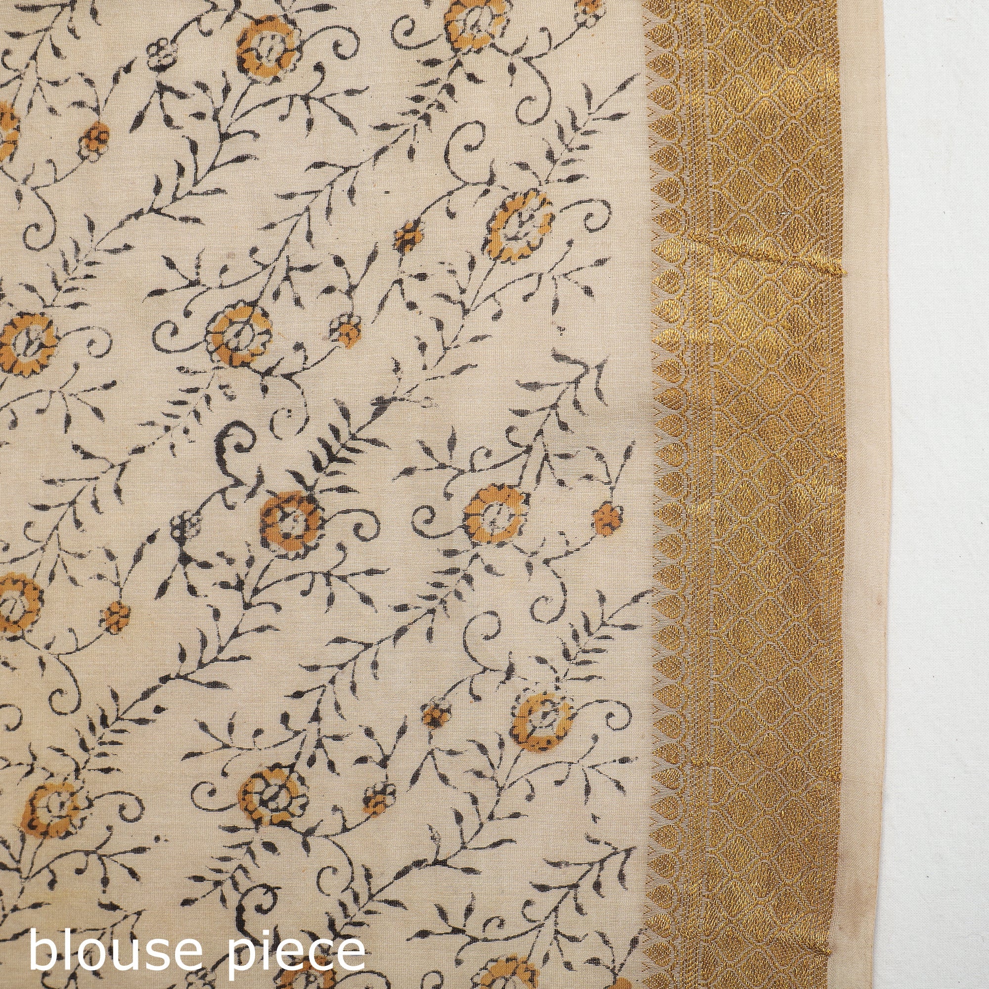 VENKATA BHANU KALAMKARI PEDANA Brown - Original Pedana Kalamkari Block Print Silk Saree - view 5