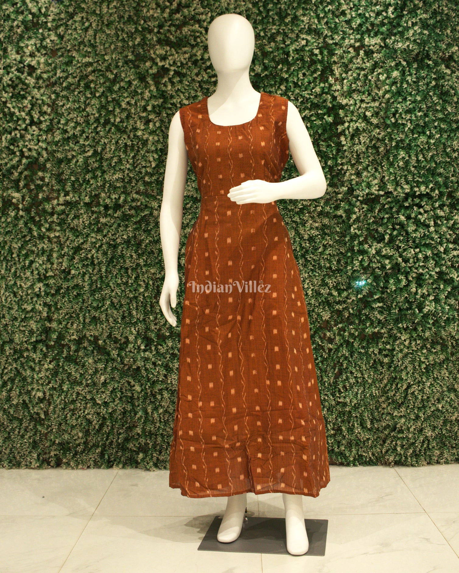IndianVillèz Cupper Tipa Design Odisha Ikat Designer Long Gown for Women