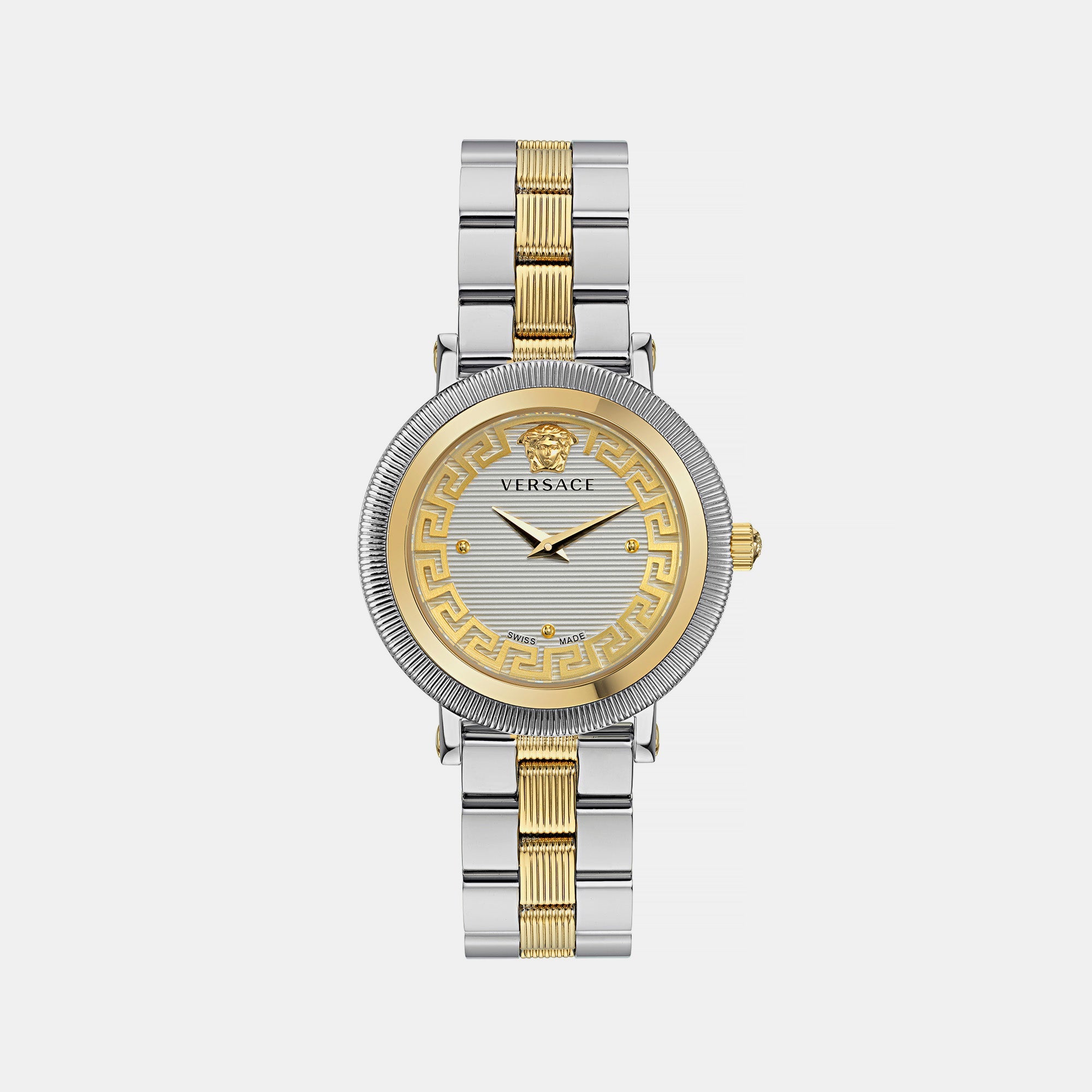 Versace Greca Flourish Women Quartz White Dial Analog Stainless Steel Watch VE7F00423