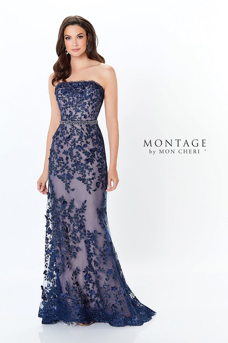 Montage 118961 Long Metallic Lace Evening Mother of the Bride Dress - view 5