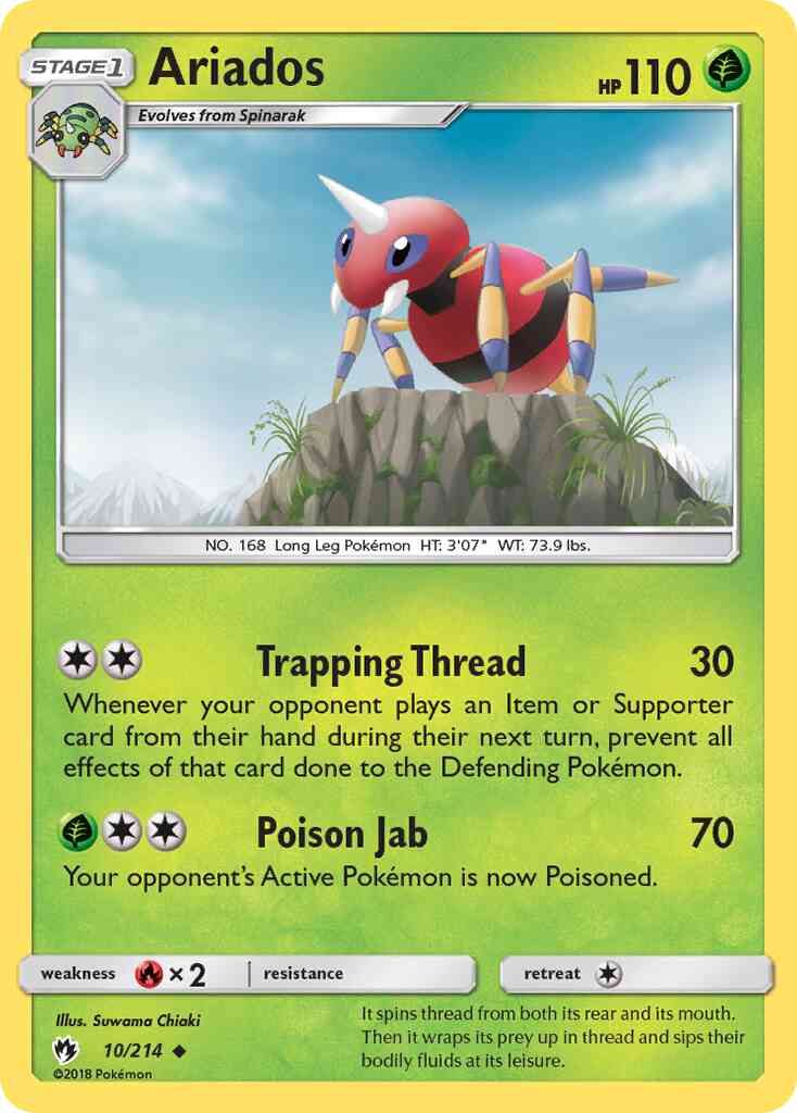Uncommon sm8-10 reverse – Pokémon Ariados - 10/214 - Uncommon [sm8-10] [Reverse Holo]