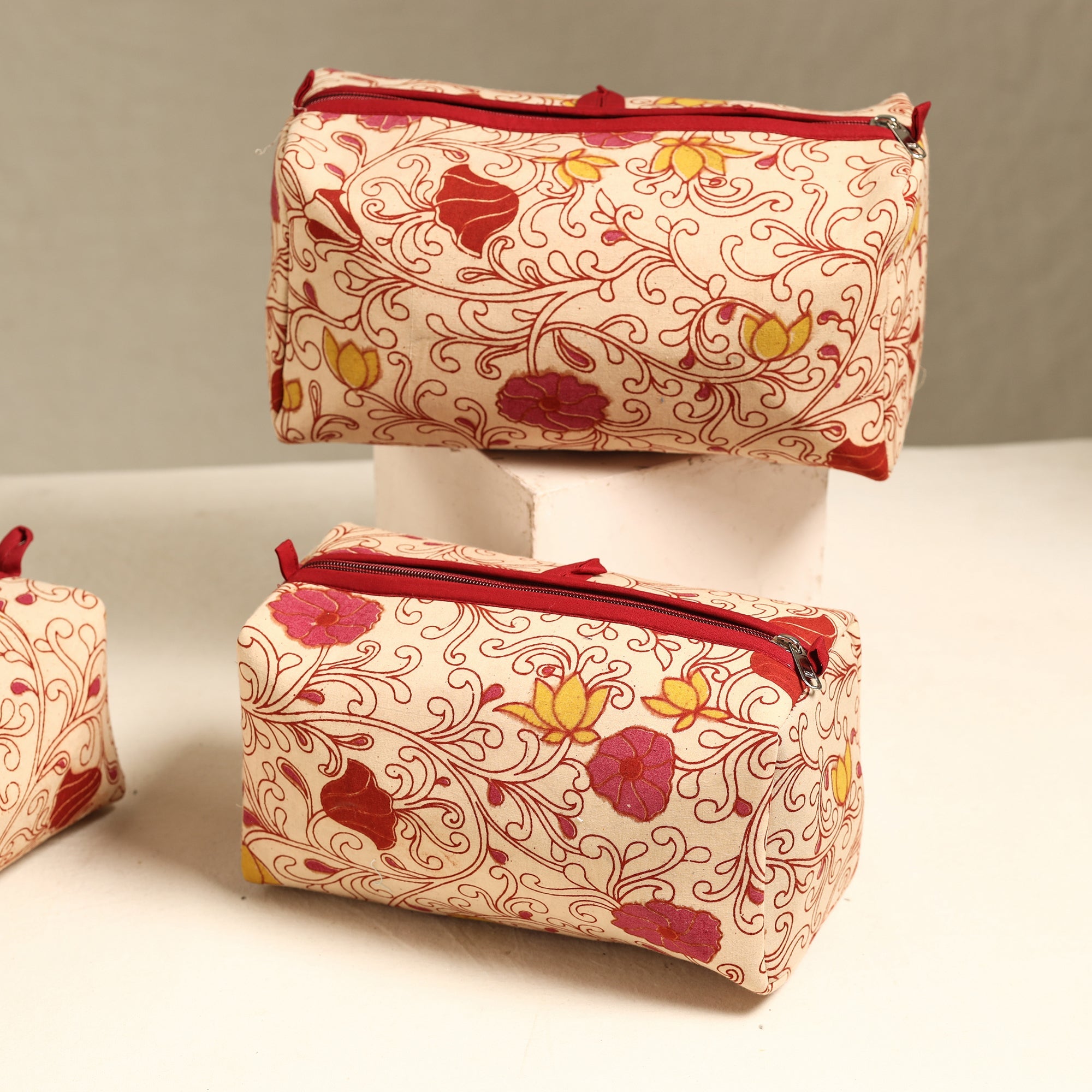 ITOKRI CRAFTS INITIATIVE Beige - Handmade Cotton Toiletry Bags (Set of 3) 37 - view 2