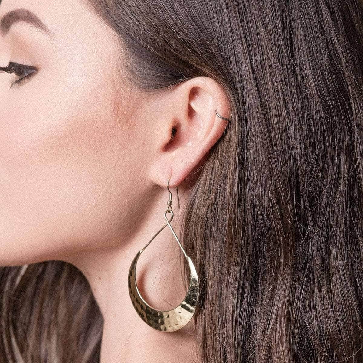 Tiny Rituals Fair Trade Lunar Crescent Earrings - Gold Tone