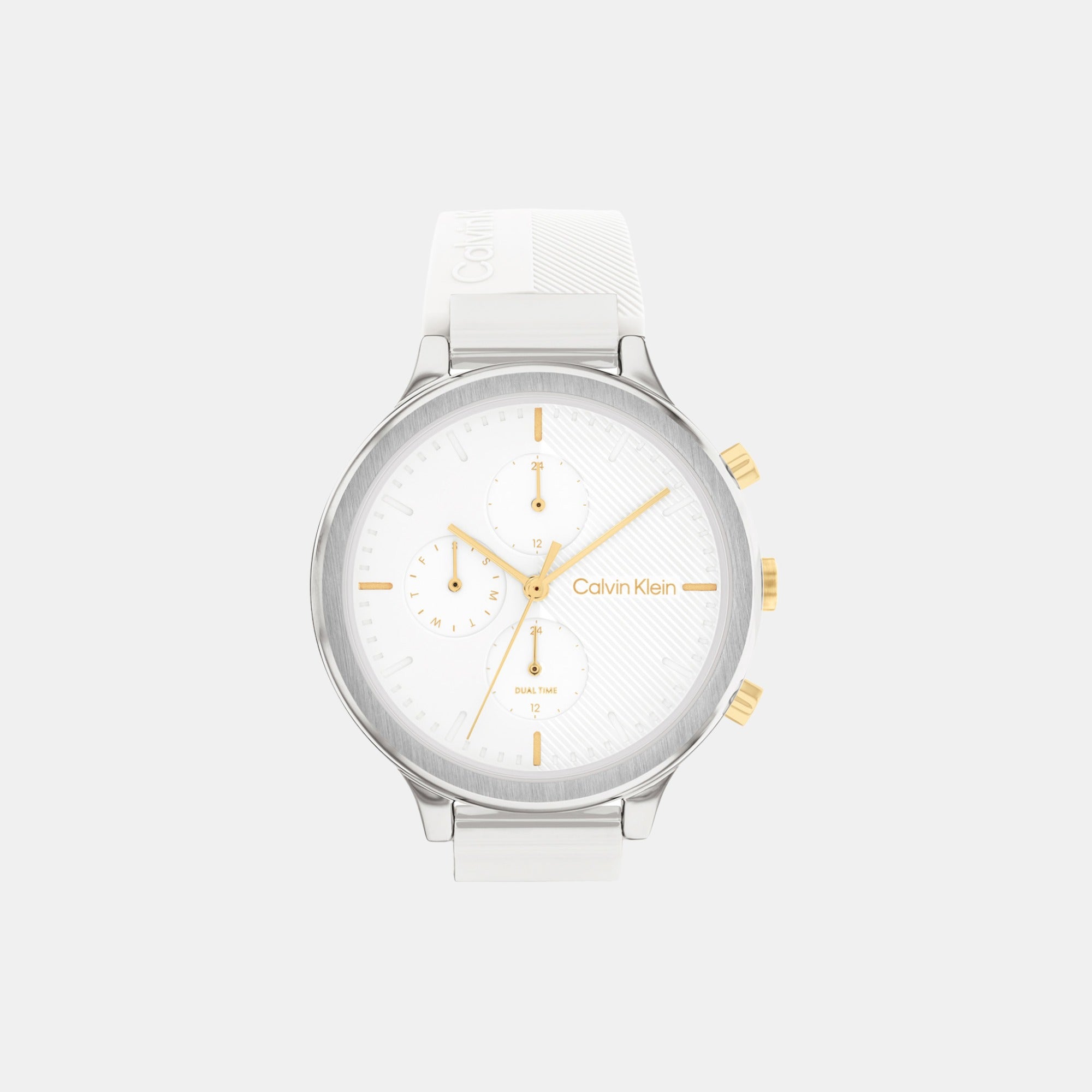 Calvin Klein Energize Women Quartz White Dial Chronograph Silicone Watch 25200244