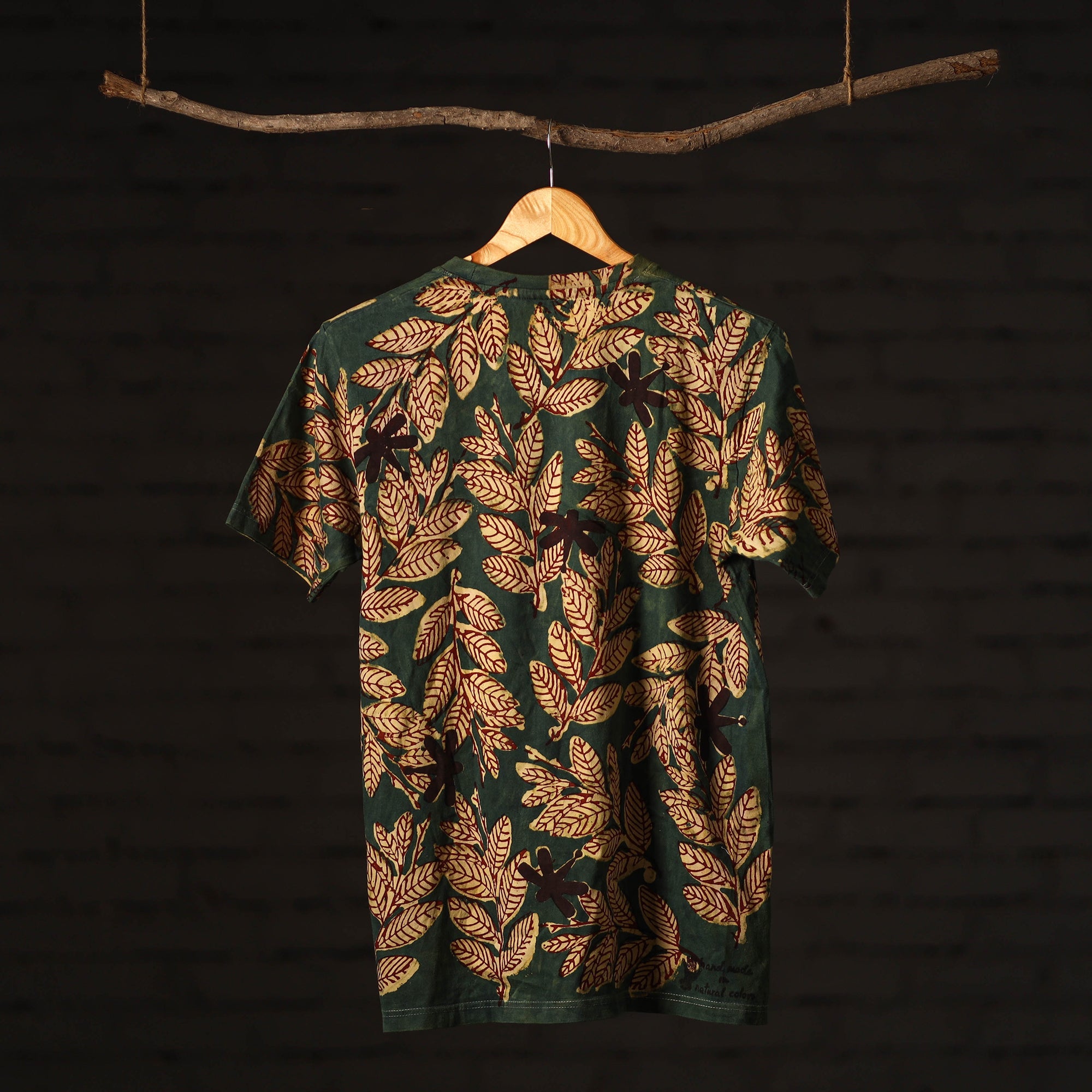 BINDAAS UNLIMITED Green - Bindaas Block Art Prints Natural Dyed Cotton Unisex Round Neck T-shirt - view 4