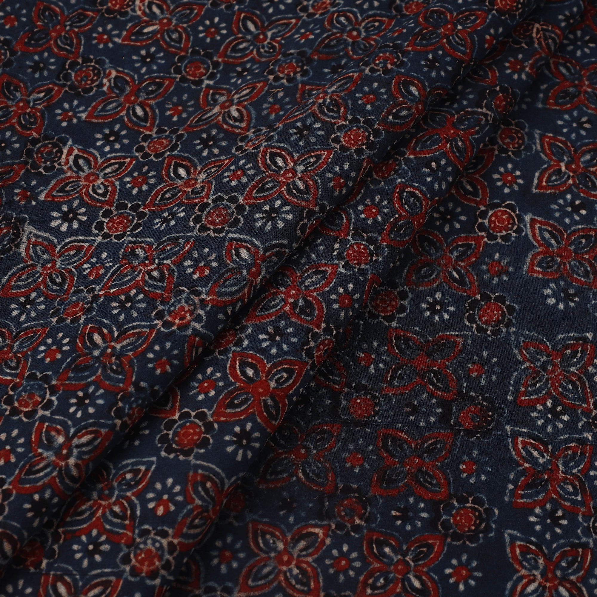 KACHCHH JI CHHAAP Blue - Block Print Cotton Natural Dyed Ajrakh Fabric 29 - view 2