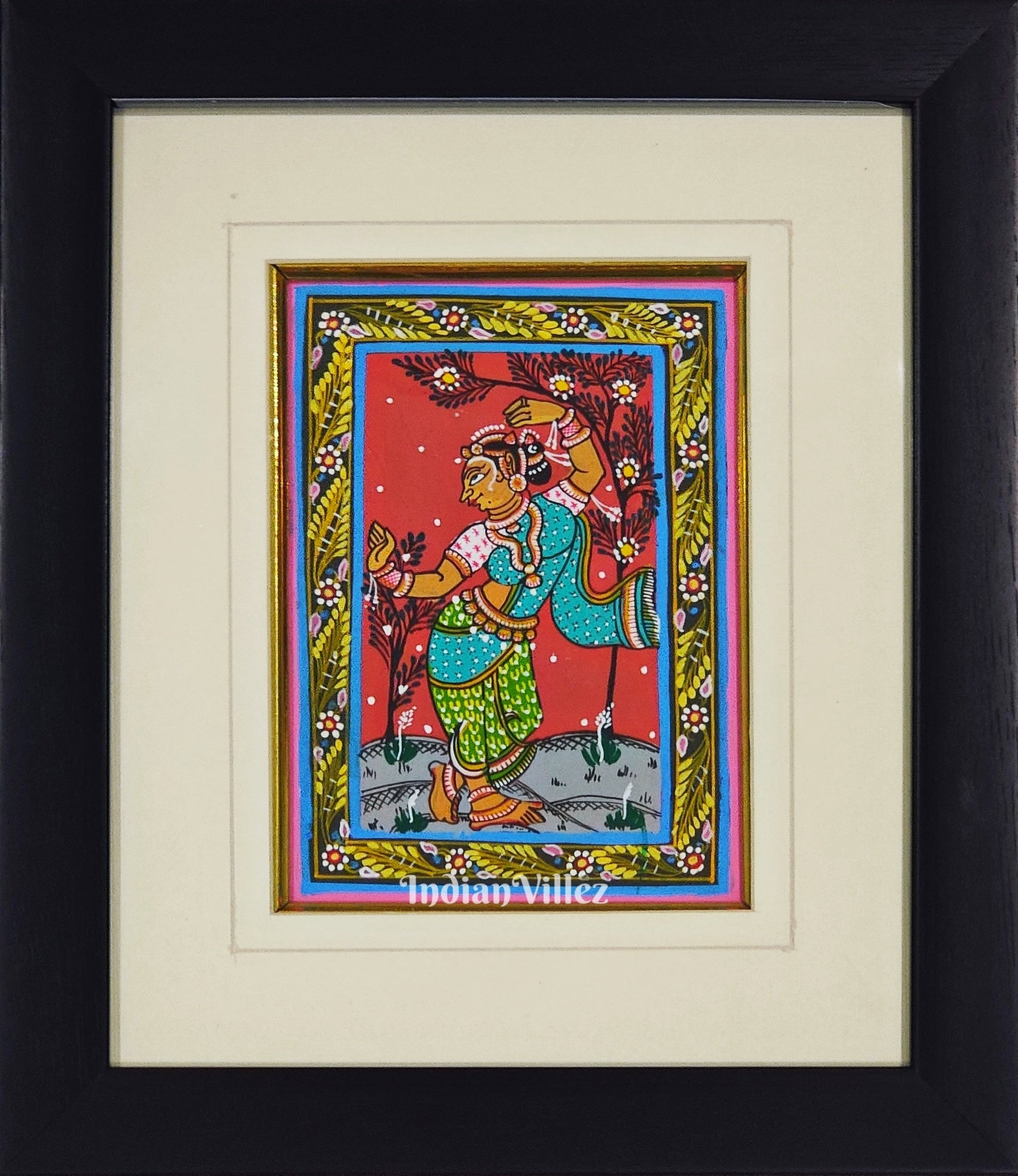 IndianVillèz Devadasi Pattachitra Painting For Home Wall Art Decor ( With Frame)