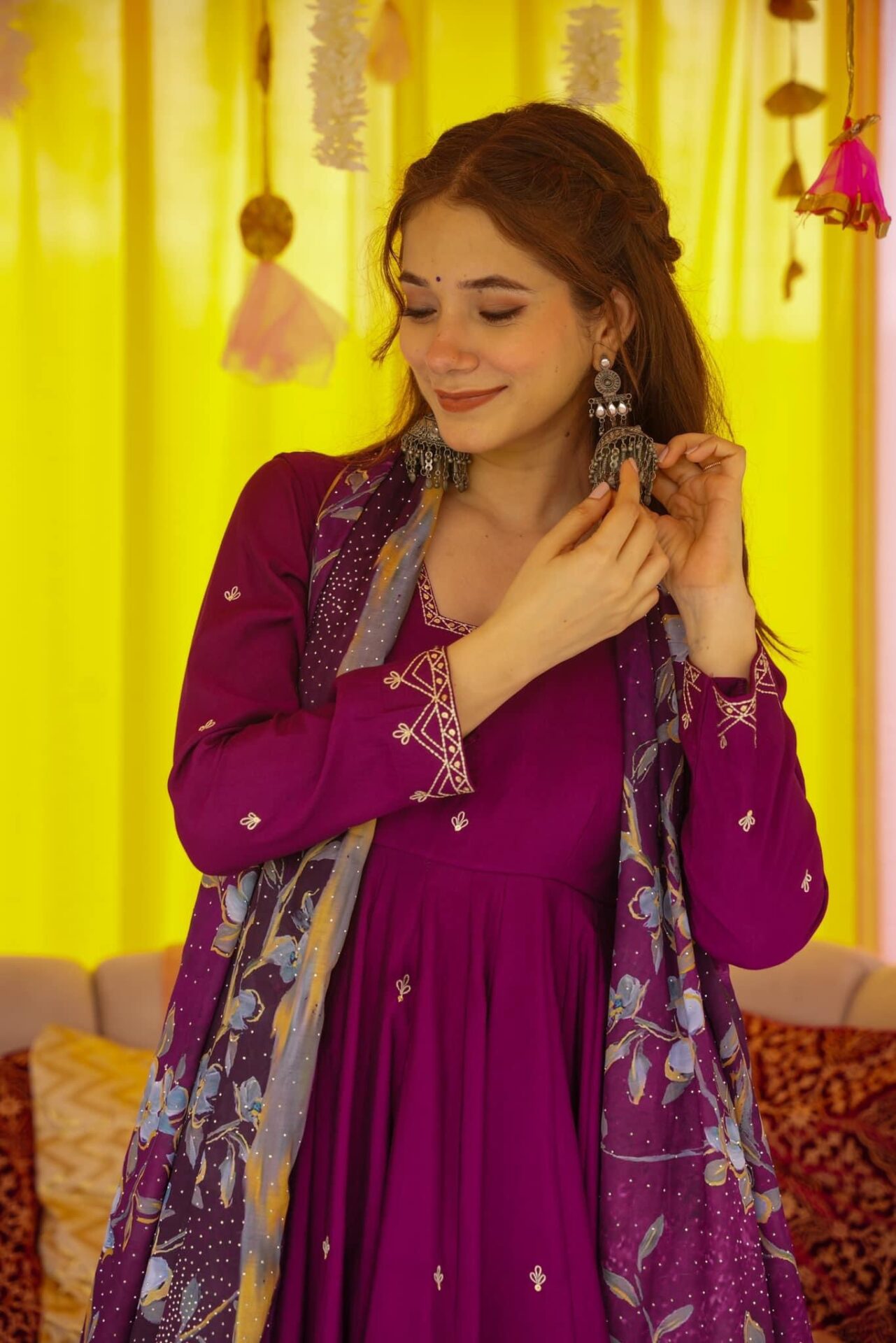 Idaho-o Imperial Purple muslin suit set - view 5