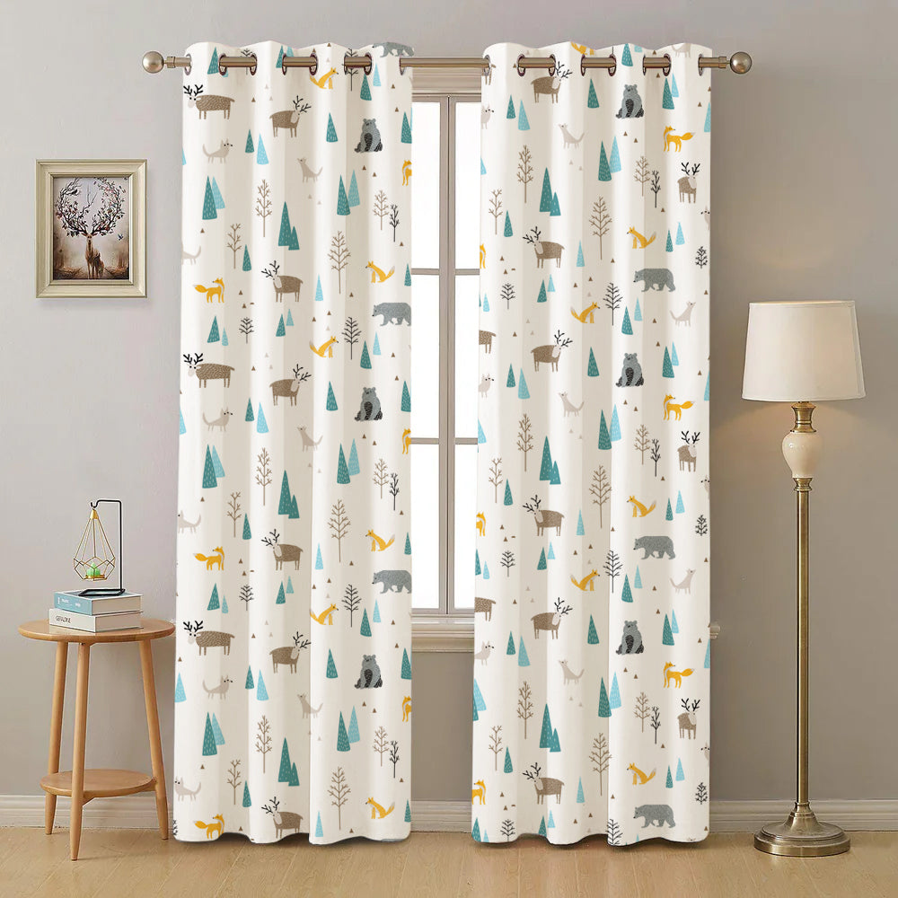 Urban Space -Home Furnishing Store Children Room Curtains, 100% Cotton Room Darkening, Pack of 2 Curtains - Reindeer - view 6