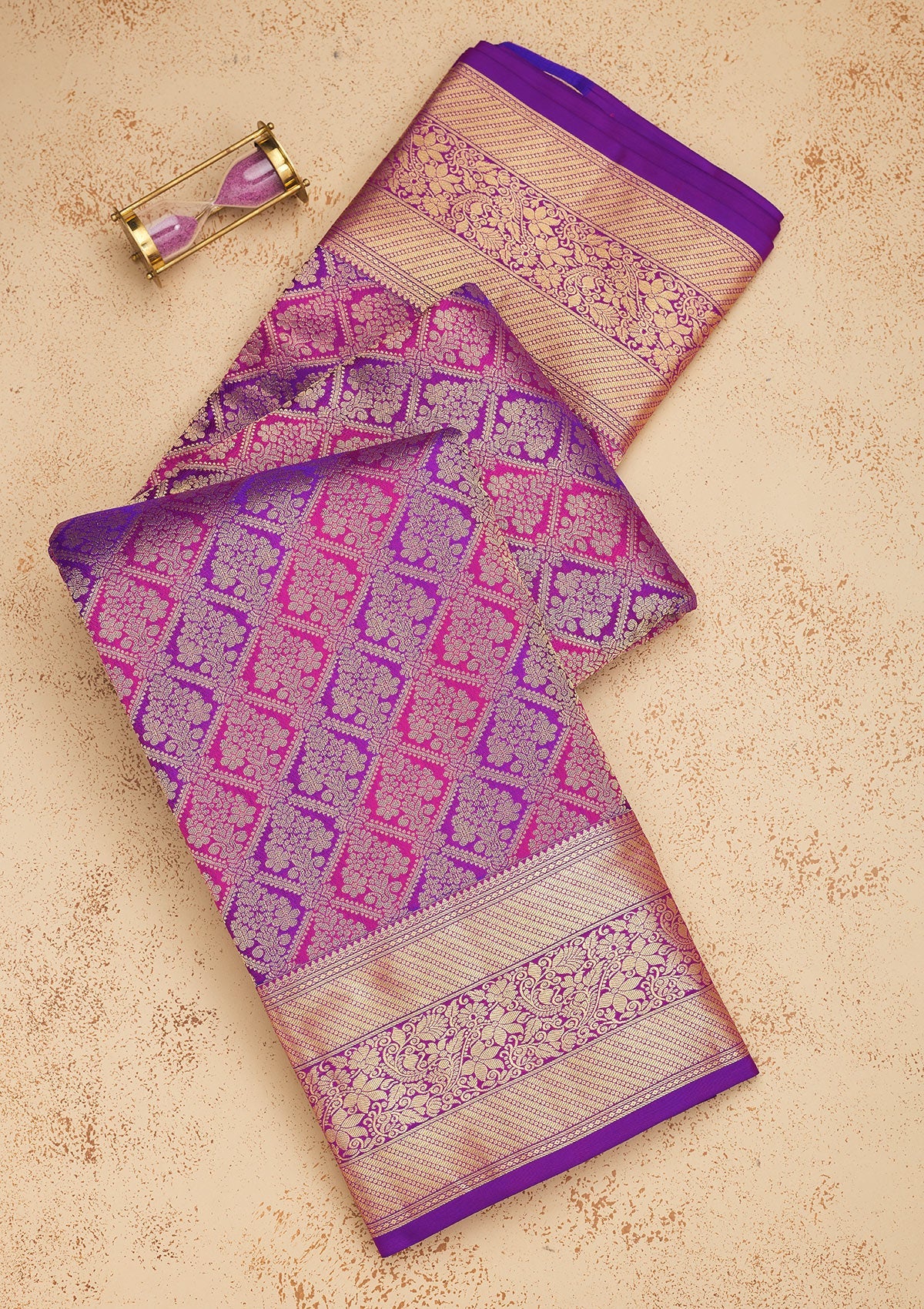 Koskii Purple Zariwork Pure Silk Saree – Women's