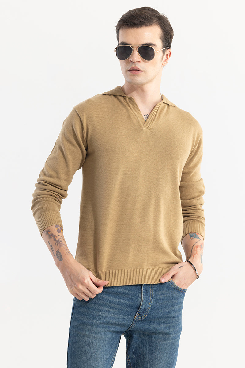 SNITCH EliteEdge Brown Full Sleeve Polo