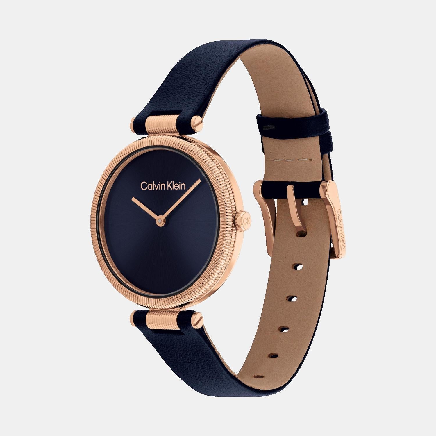 Calvin Klein Gleam Women Quartz Blue Dial Analog Leather Watch 25100041 - view 2