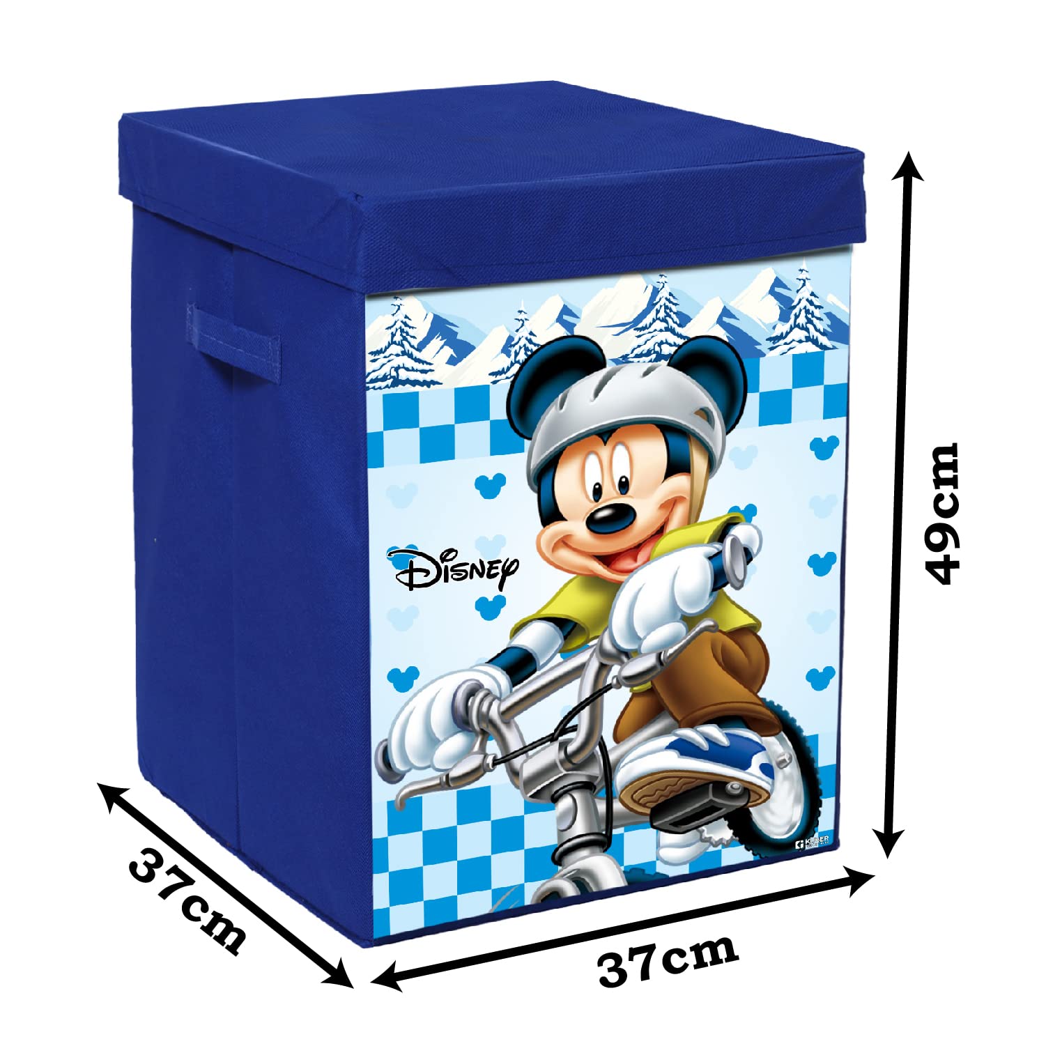 Heart Home Disney Mickey Print Foldable Laundry Basket|Clothes Storage Basket With Handle & Lid,60 Ltr.Pack of 2 (Blue) - view 7