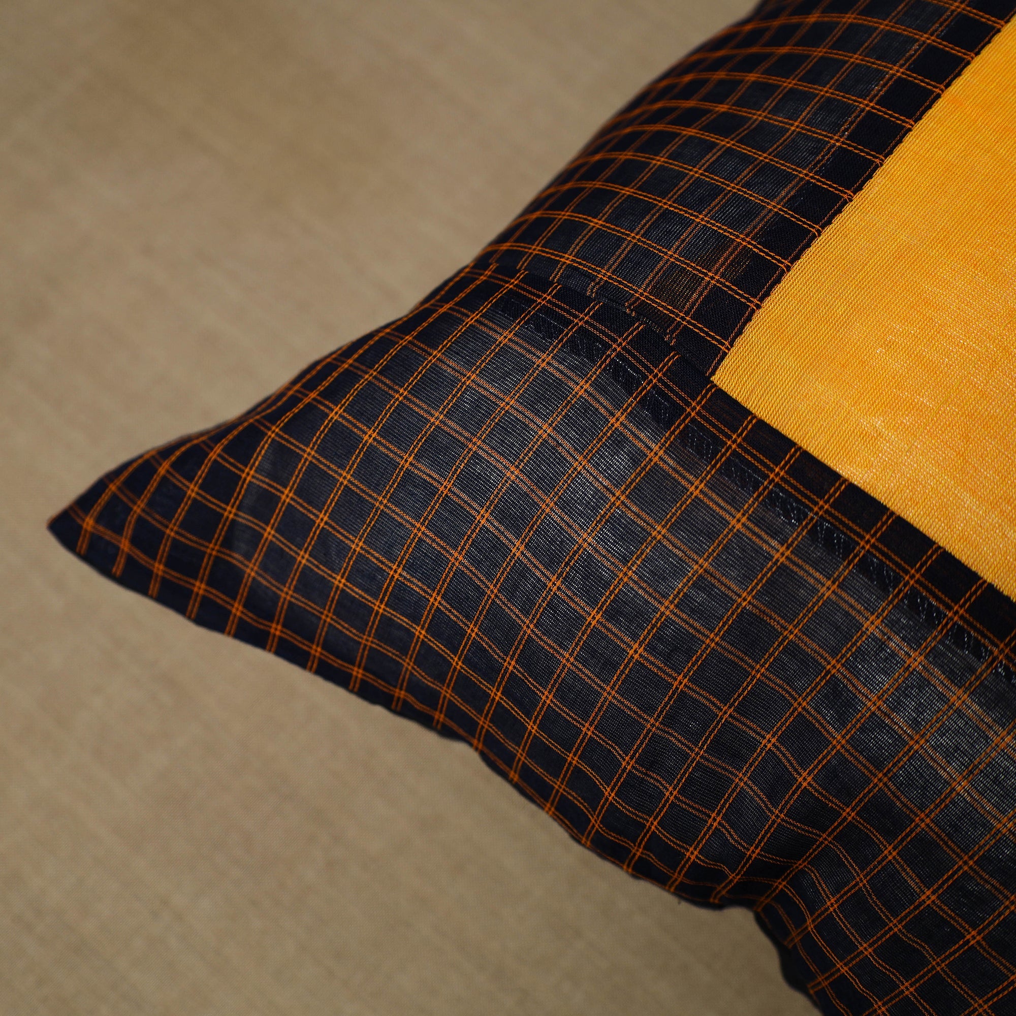 NOORI BAZAR Black - Patchwork Cotton Kanchipuram Cushion Cover (16 x 16 in) 33 - view 2