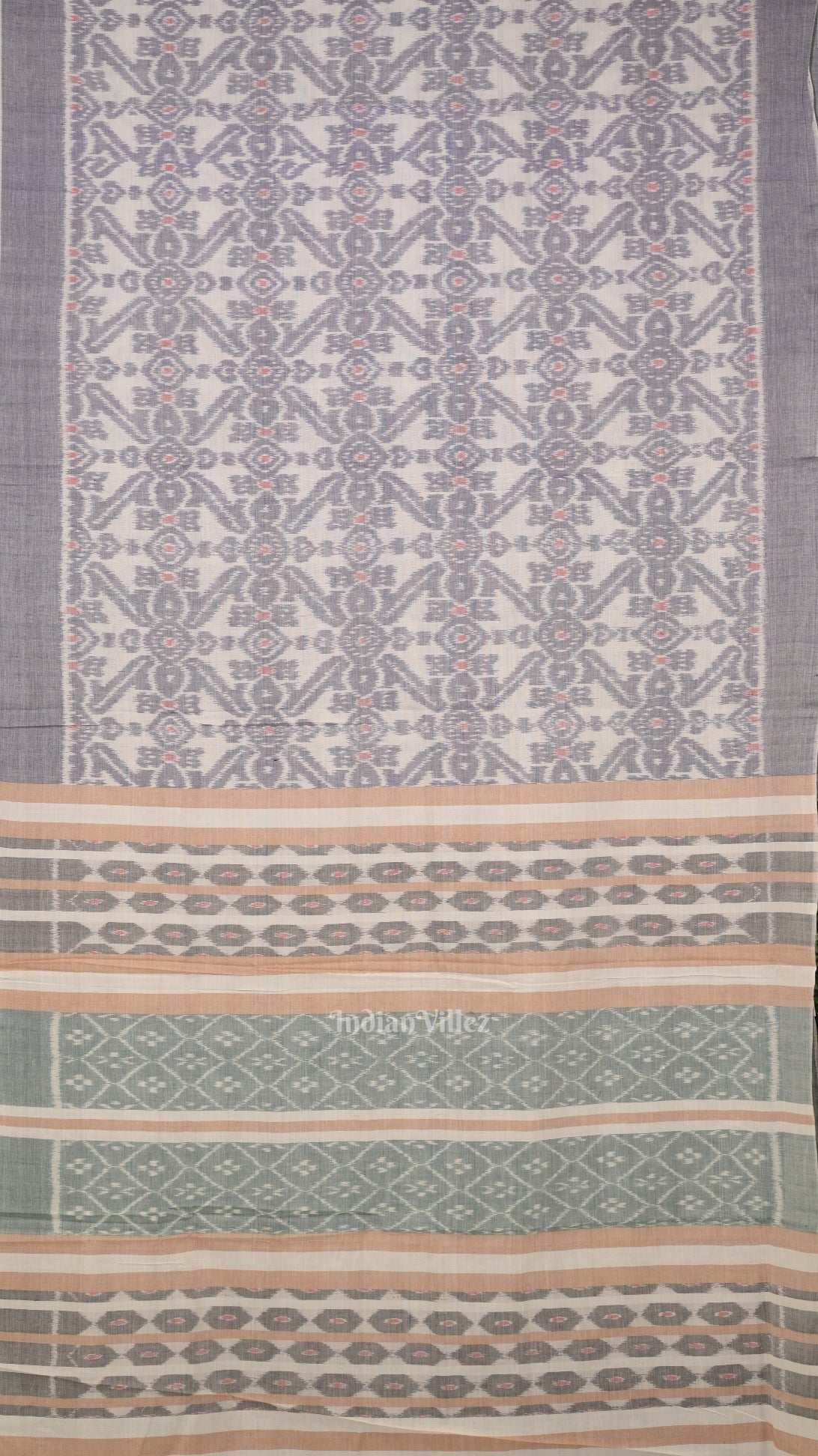 IndianVillèz Cement Gray Sambalpuri Cotton Saree