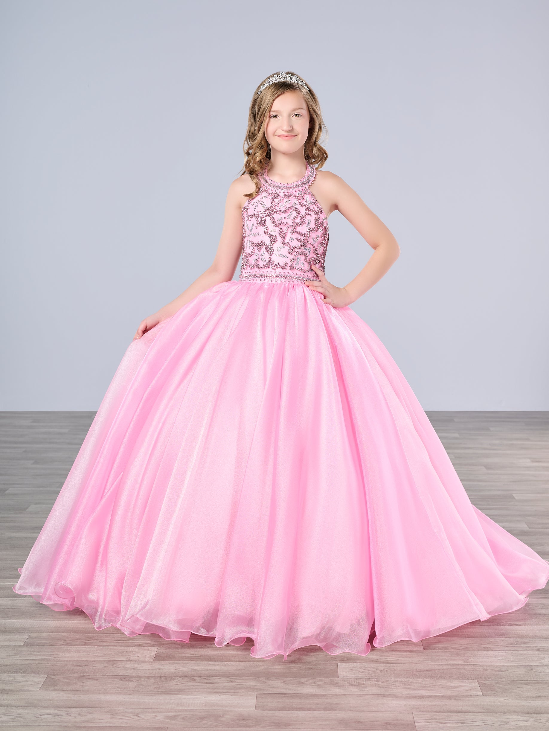 Tiffany Princess by House of Wu Girls Organza Halter Gown by Tiffany Princess 13786