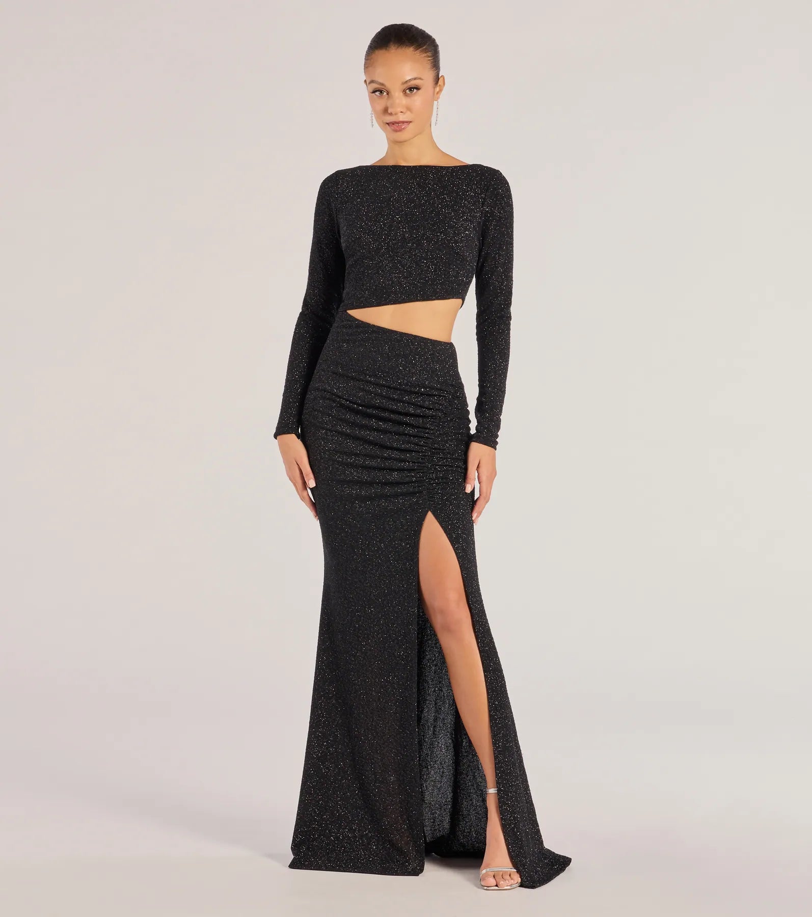 Windsor Brynn Long Sleeve Glitter Cutout Mermaid Dress