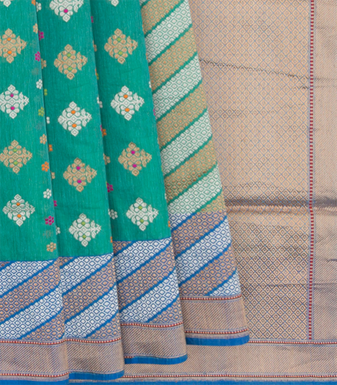 RmKV Green Handwoven Benares Silk Saree – Women's